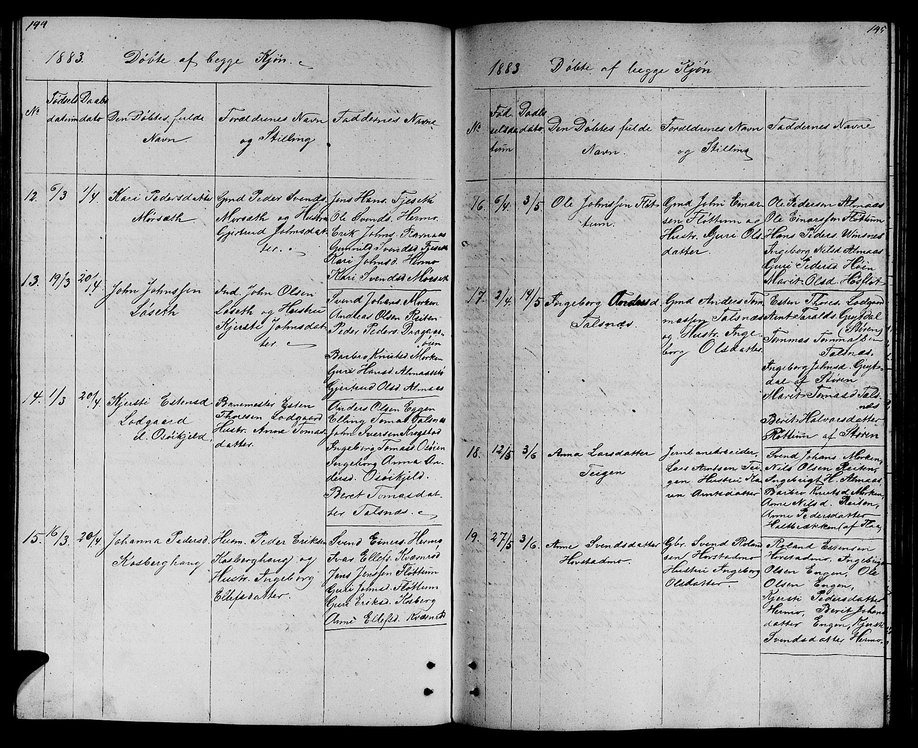 Ministerialprotokoller, klokkerbøker og fødselsregistre - Sør-Trøndelag, AV/SAT-A-1456/688/L1027: Parish register (copy) no. 688C02, 1861-1889, p. 144-145