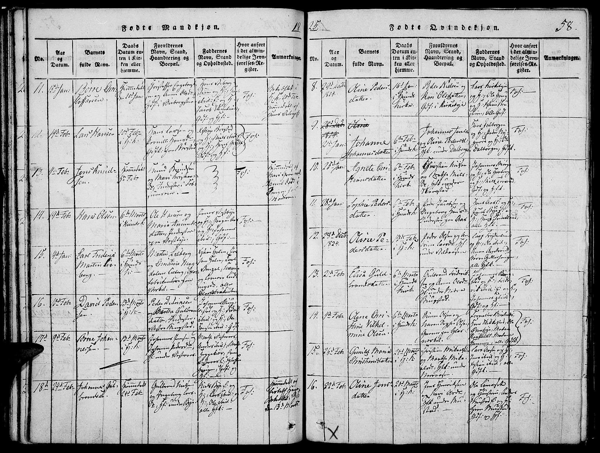 Vardal prestekontor, SAH/PREST-100/H/Ha/Haa/L0004: Parish register (official) no. 4, 1814-1831, p. 58