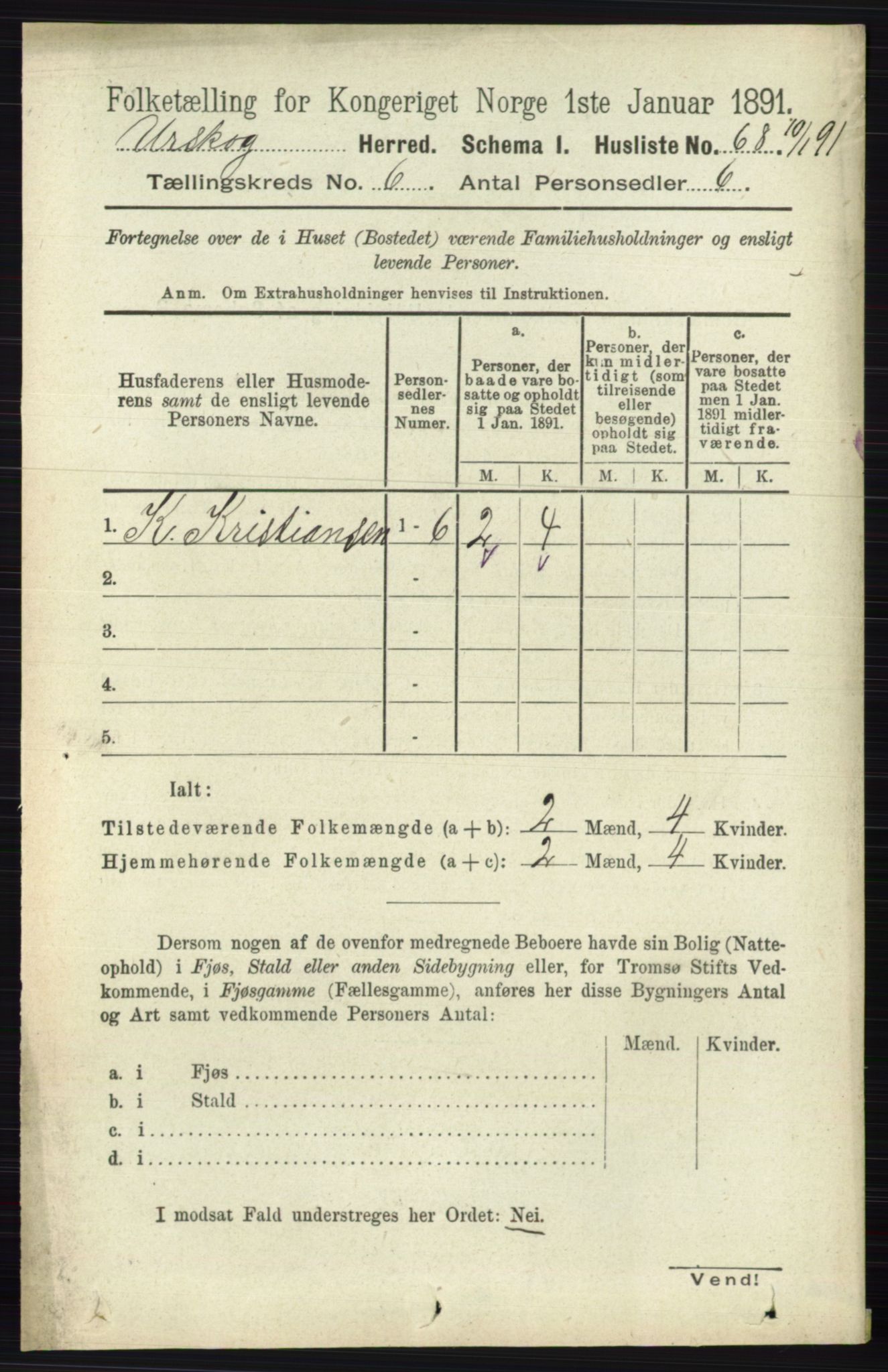 RA, 1891 census for 0224 Aurskog, 1891, p. 2734