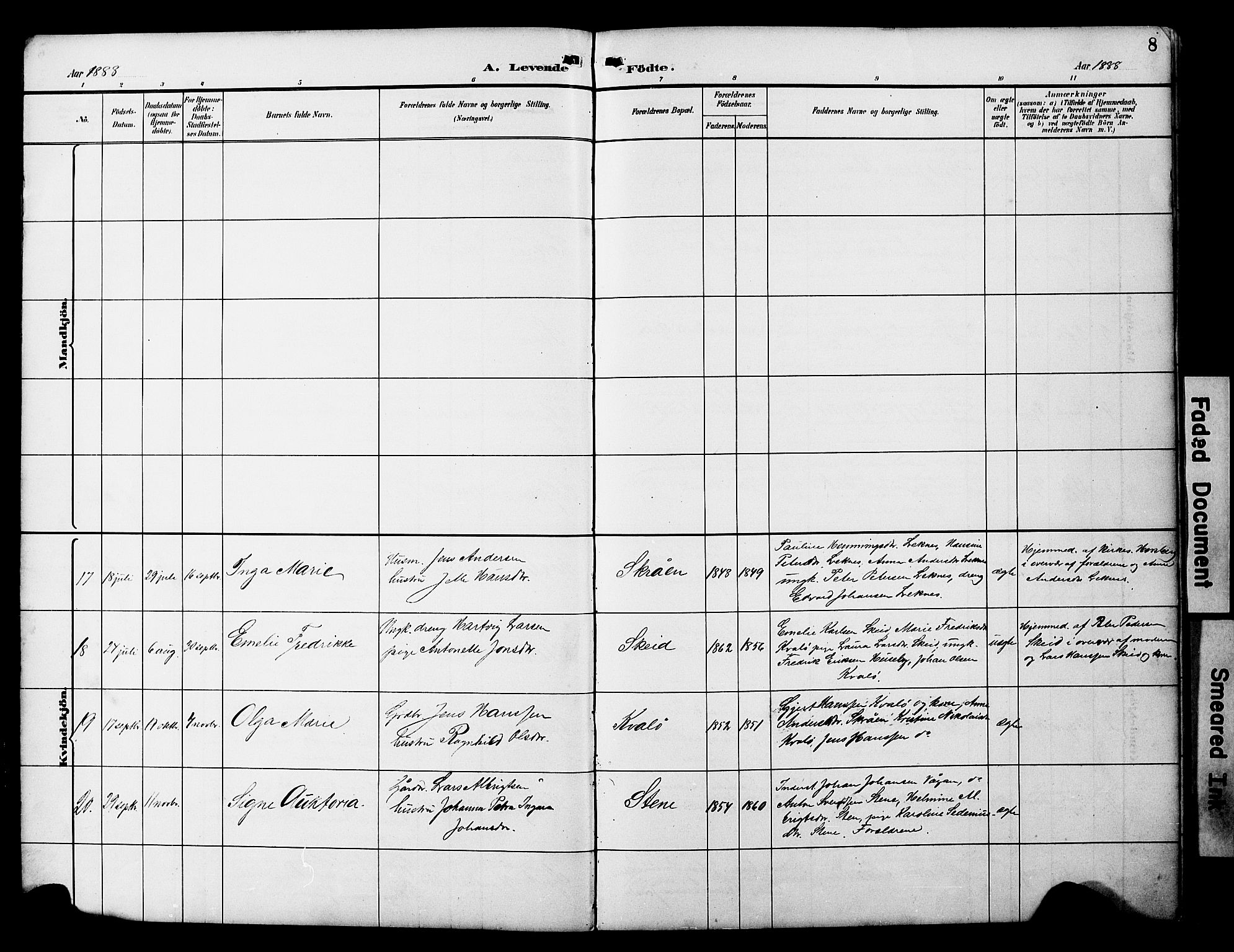 Ministerialprotokoller, klokkerbøker og fødselsregistre - Nord-Trøndelag, AV/SAT-A-1458/788/L0701: Parish register (copy) no. 788C01, 1888-1913, p. 8