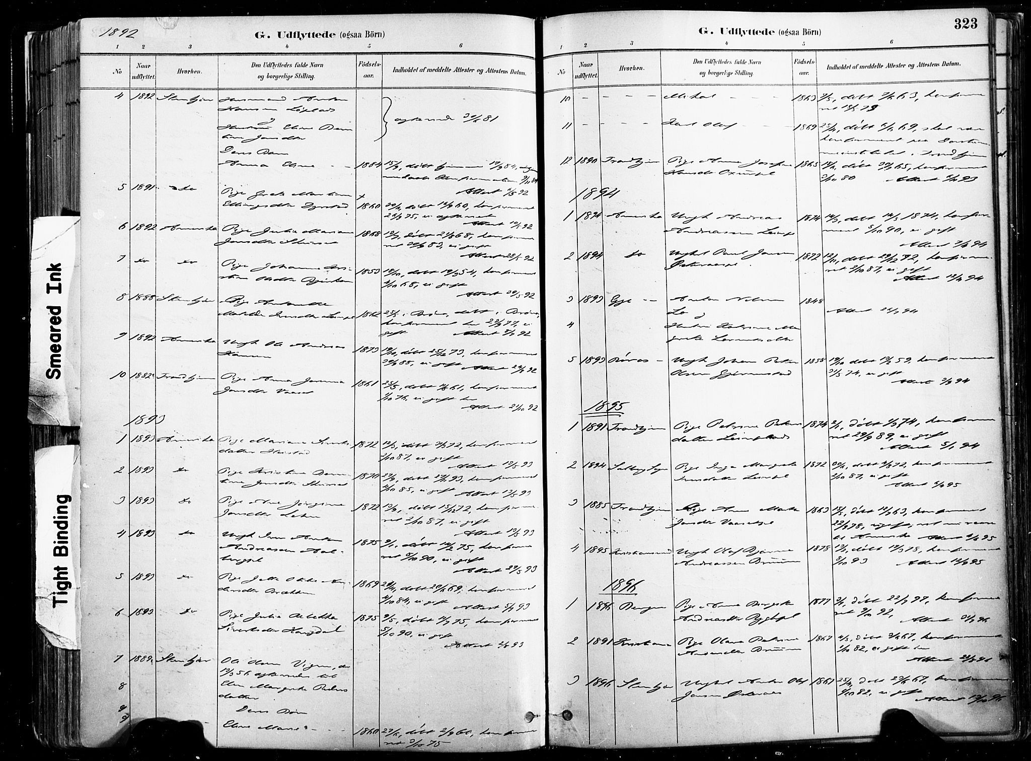 Ministerialprotokoller, klokkerbøker og fødselsregistre - Nord-Trøndelag, SAT/A-1458/735/L0351: Parish register (official) no. 735A10, 1884-1908, p. 323