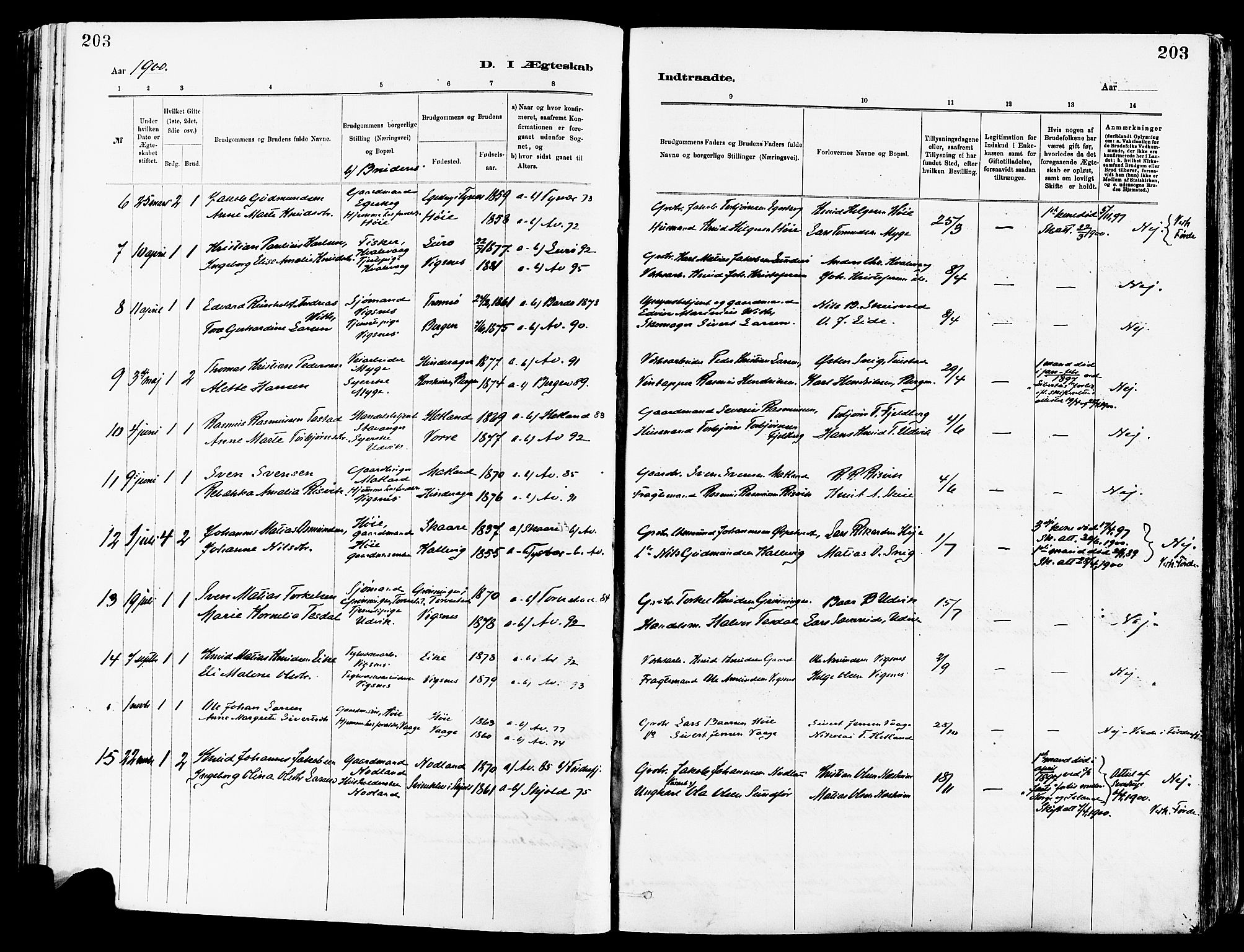 Avaldsnes sokneprestkontor, SAST/A -101851/H/Ha/Haa/L0015: Parish register (official) no. A 15, 1880-1906, p. 203