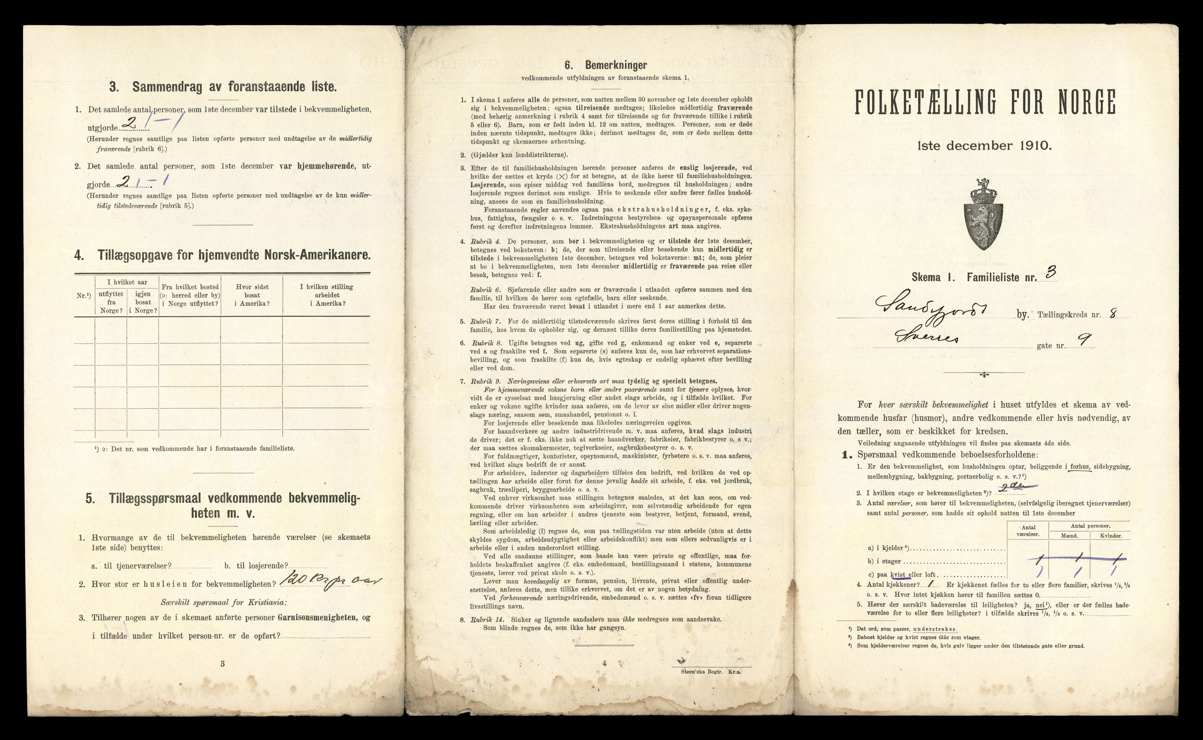 RA, 1910 census for Sandefjord, 1910, p. 2374