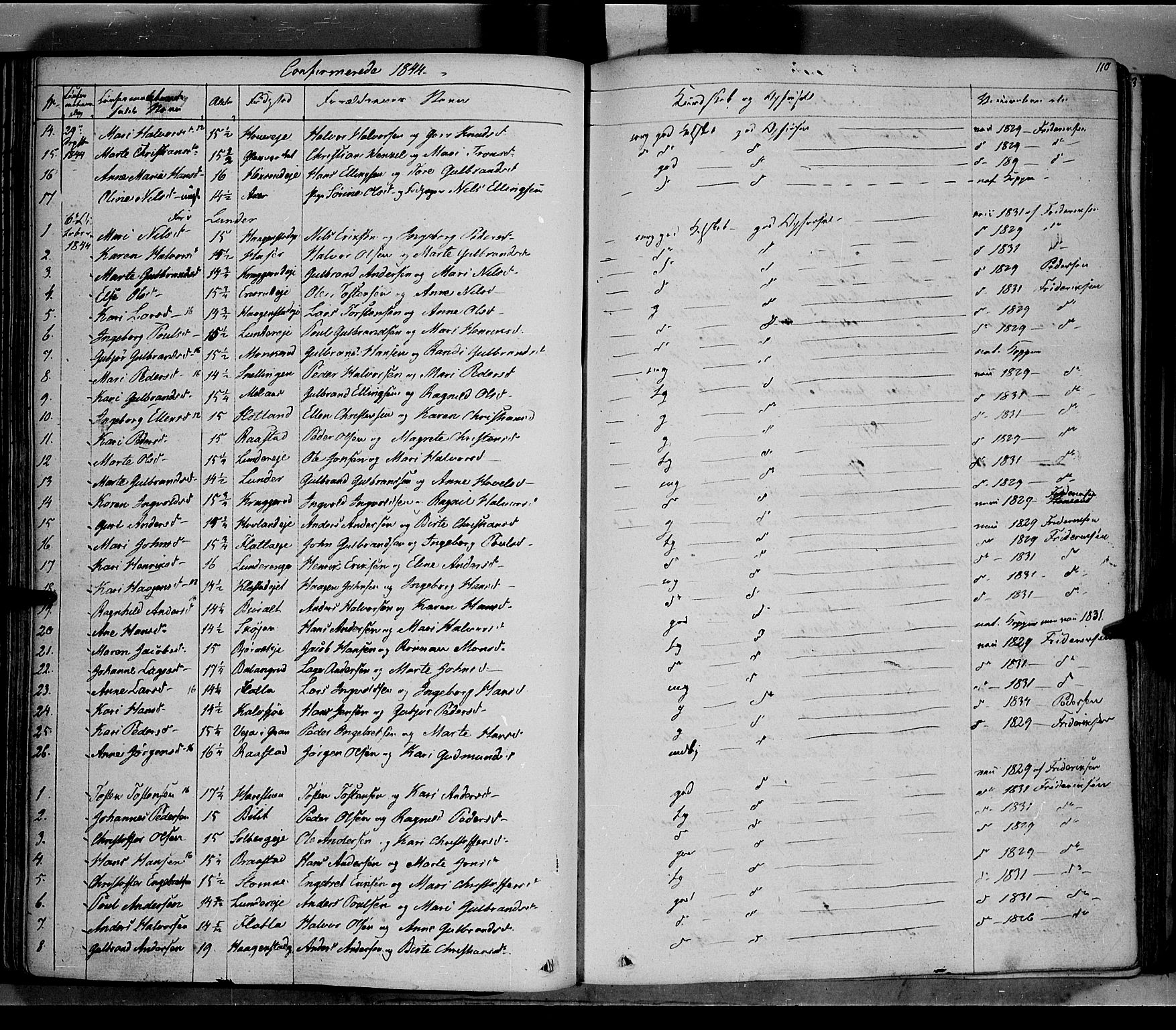 Jevnaker prestekontor, SAH/PREST-116/H/Ha/Haa/L0006: Parish register (official) no. 6, 1837-1857, p. 110
