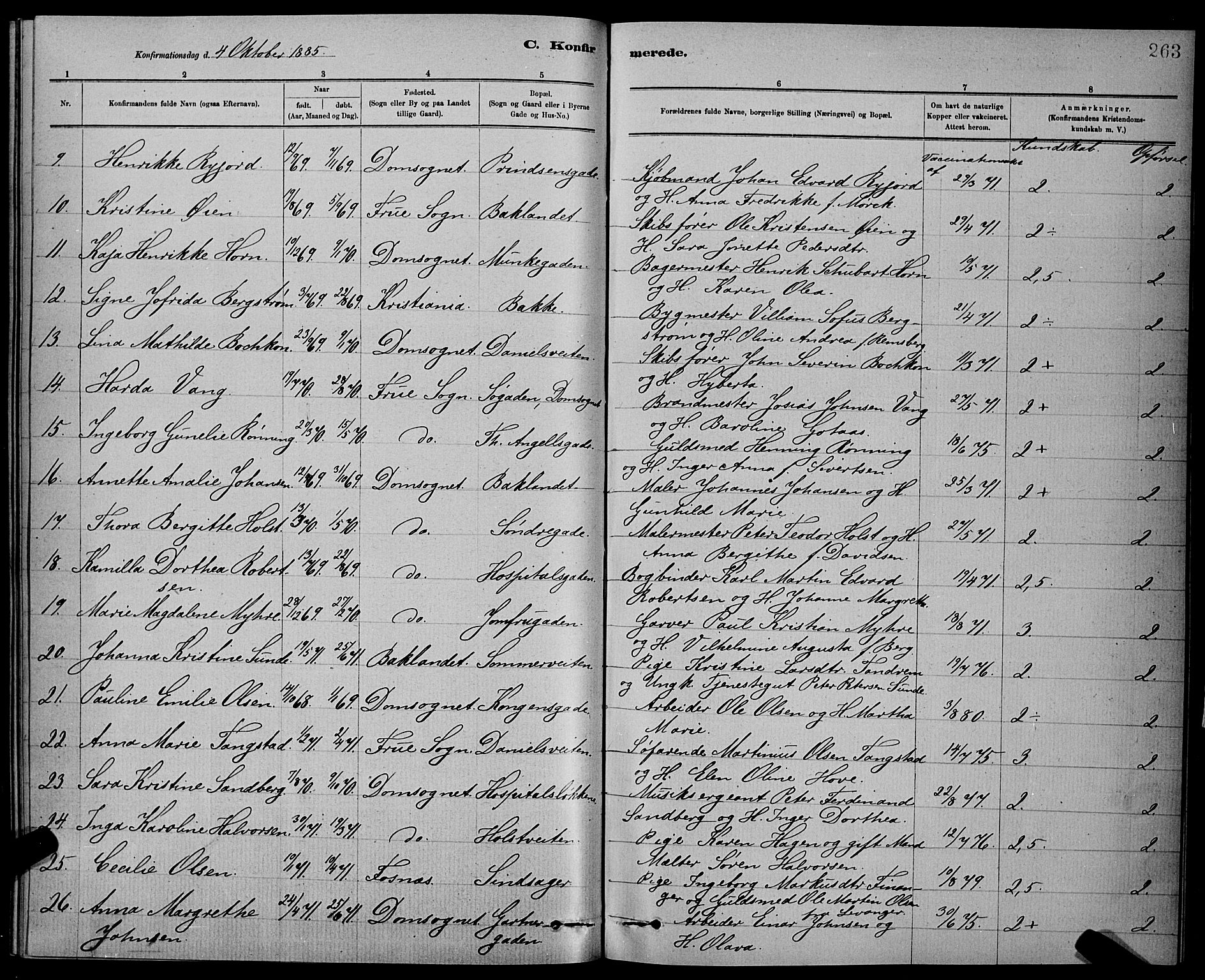 Ministerialprotokoller, klokkerbøker og fødselsregistre - Sør-Trøndelag, SAT/A-1456/601/L0092: Parish register (copy) no. 601C10, 1884-1897, p. 263