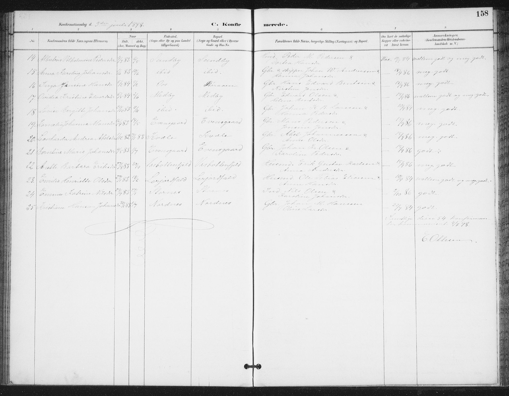 Ministerialprotokoller, klokkerbøker og fødselsregistre - Nordland, SAT/A-1459/847/L0682: Parish register (copy) no. 847C10, 1889-1907, p. 158