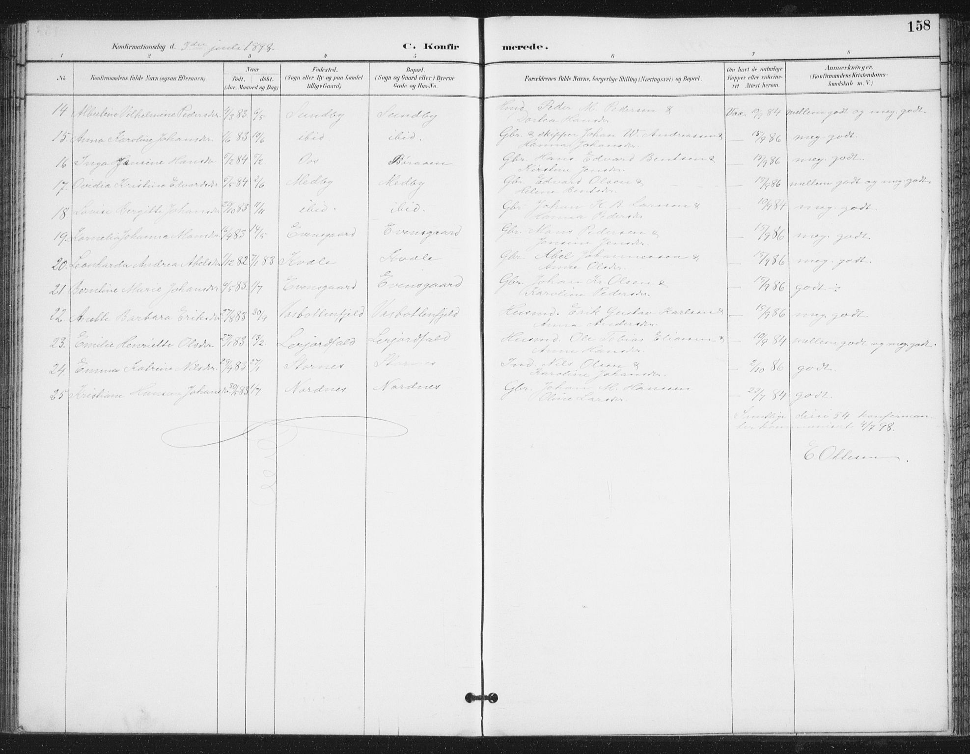 Ministerialprotokoller, klokkerbøker og fødselsregistre - Nordland, AV/SAT-A-1459/847/L0682: Parish register (copy) no. 847C10, 1889-1907, p. 158