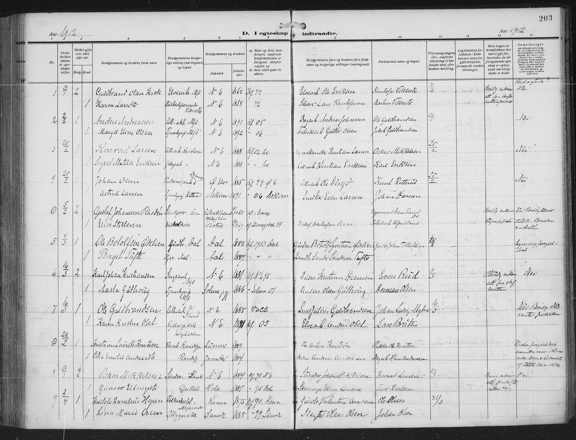 Nedre Eiker kirkebøker, AV/SAKO-A-612/F/Fa/L0007: Parish register (official) no. 7, 1912-1918, p. 203