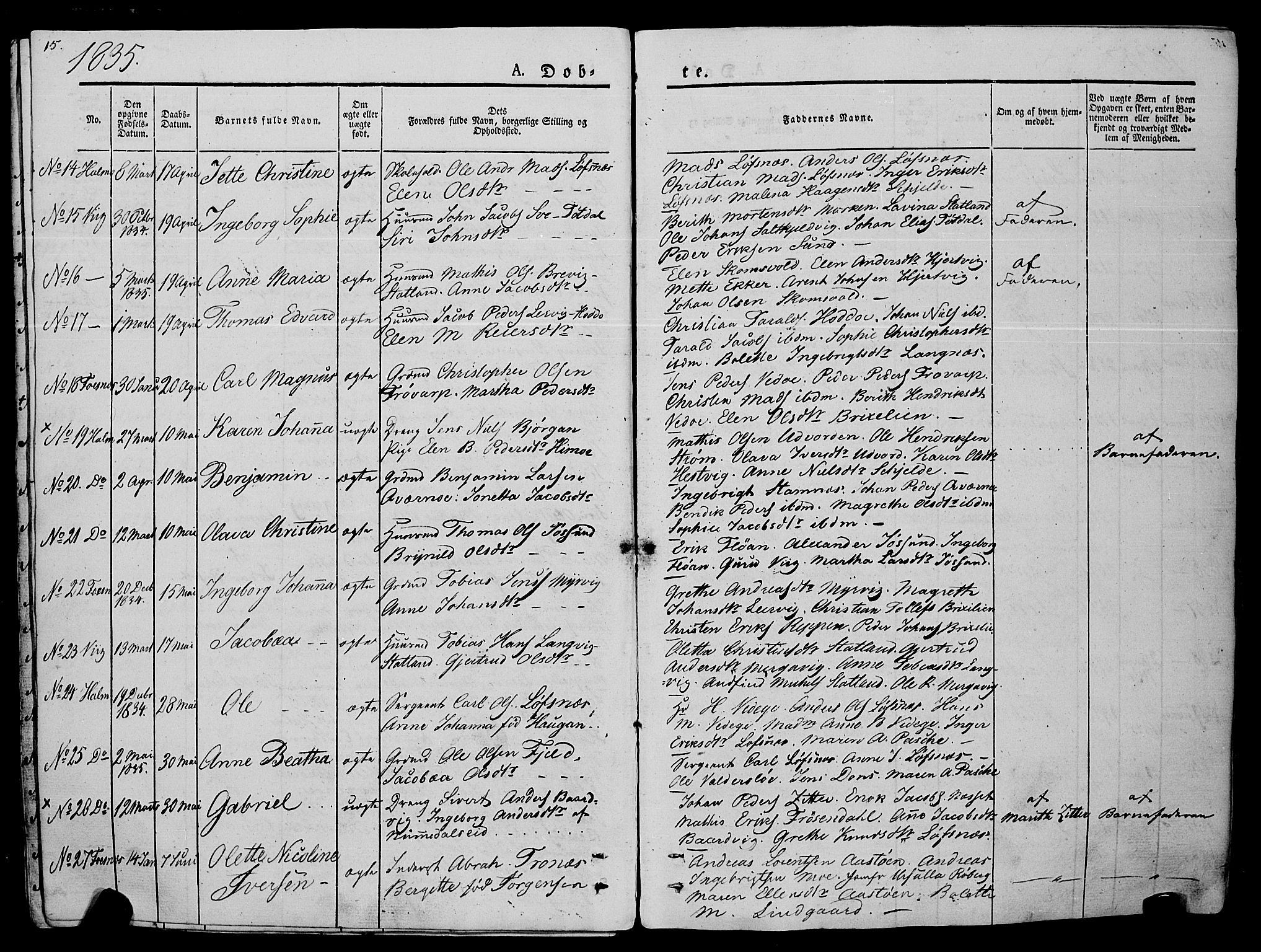 Ministerialprotokoller, klokkerbøker og fødselsregistre - Nord-Trøndelag, SAT/A-1458/773/L0614: Parish register (official) no. 773A05, 1831-1856, p. 15