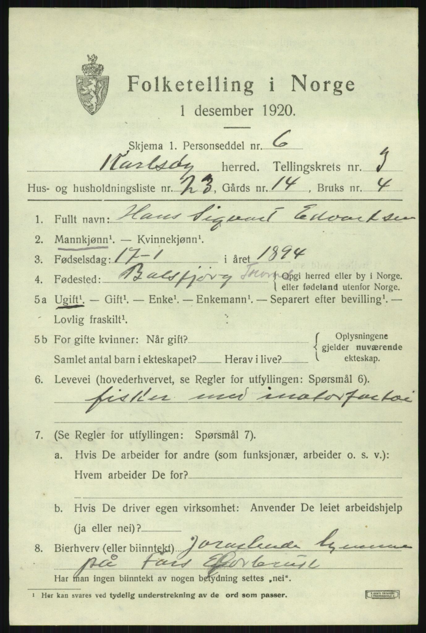 SATØ, 1920 census for Karlsøy, 1920, p. 2008