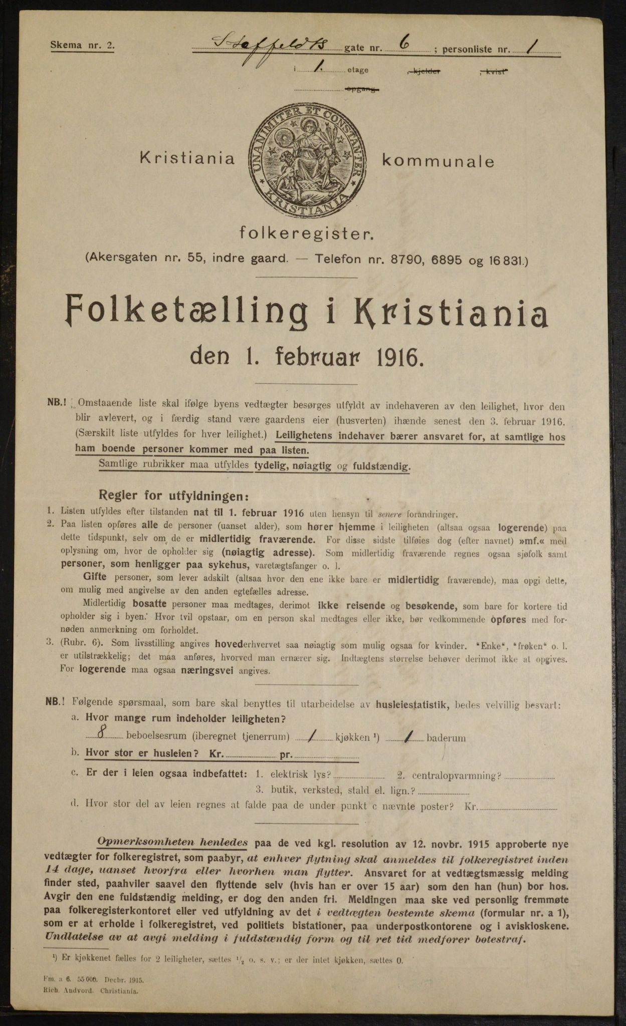 OBA, Municipal Census 1916 for Kristiania, 1916, p. 103273