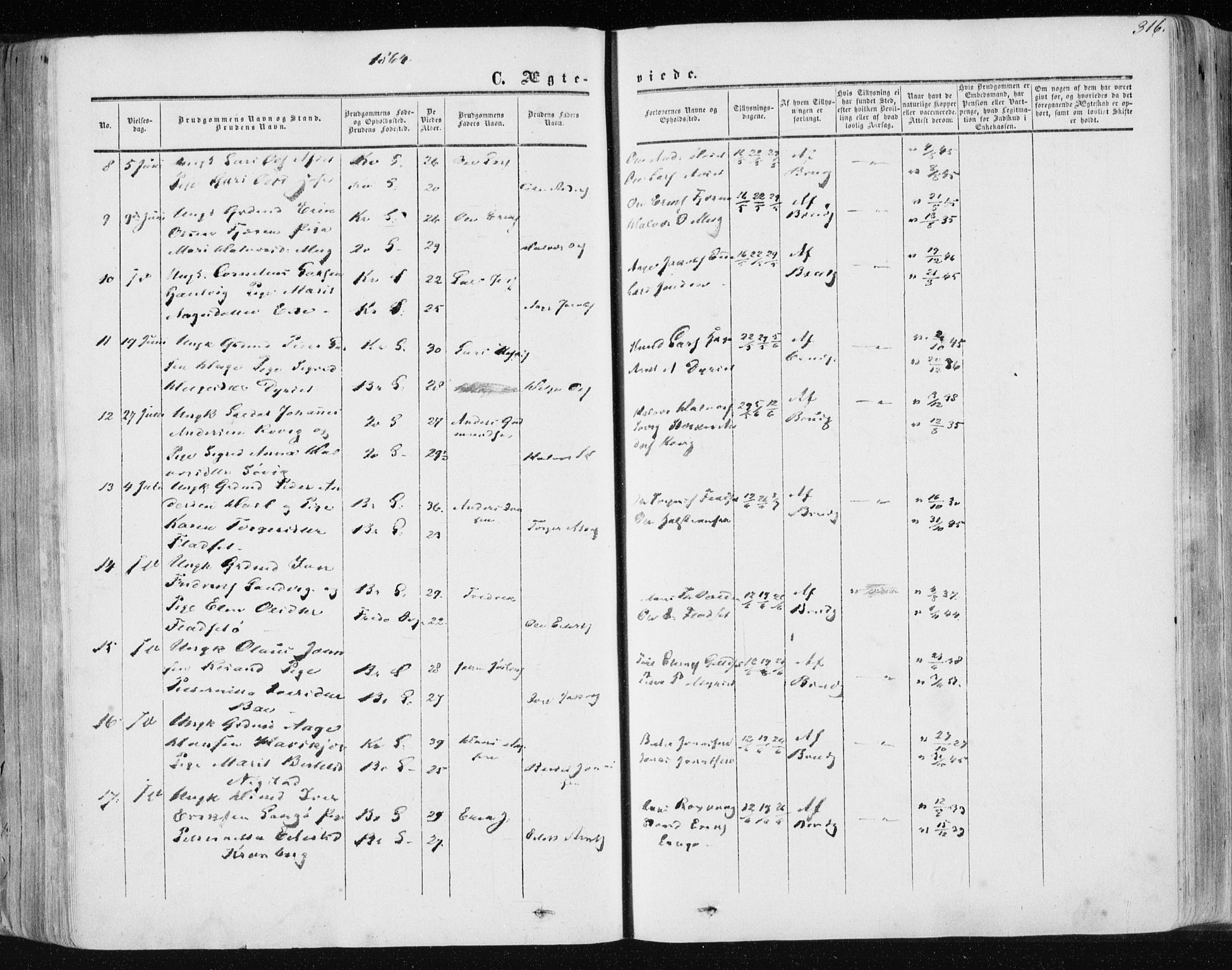 Ministerialprotokoller, klokkerbøker og fødselsregistre - Møre og Romsdal, AV/SAT-A-1454/568/L0804: Parish register (official) no. 568A11, 1854-1868, p. 316