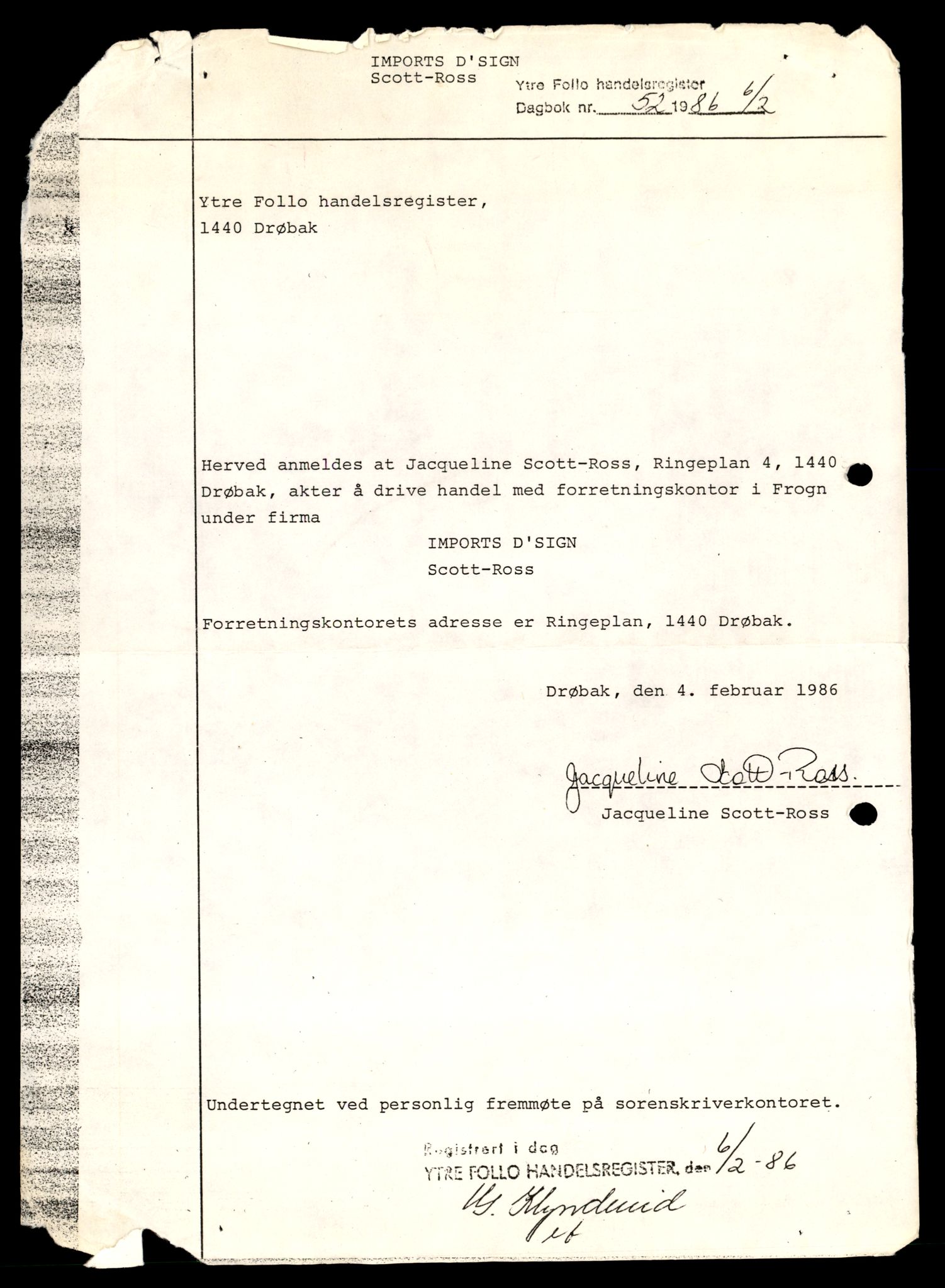 Ytre Follo tingrett, SAT/A-10177/K/Ka/Kaa/L0001: Enkeltmannsforetak, A - R, 1890-1989, p. 1