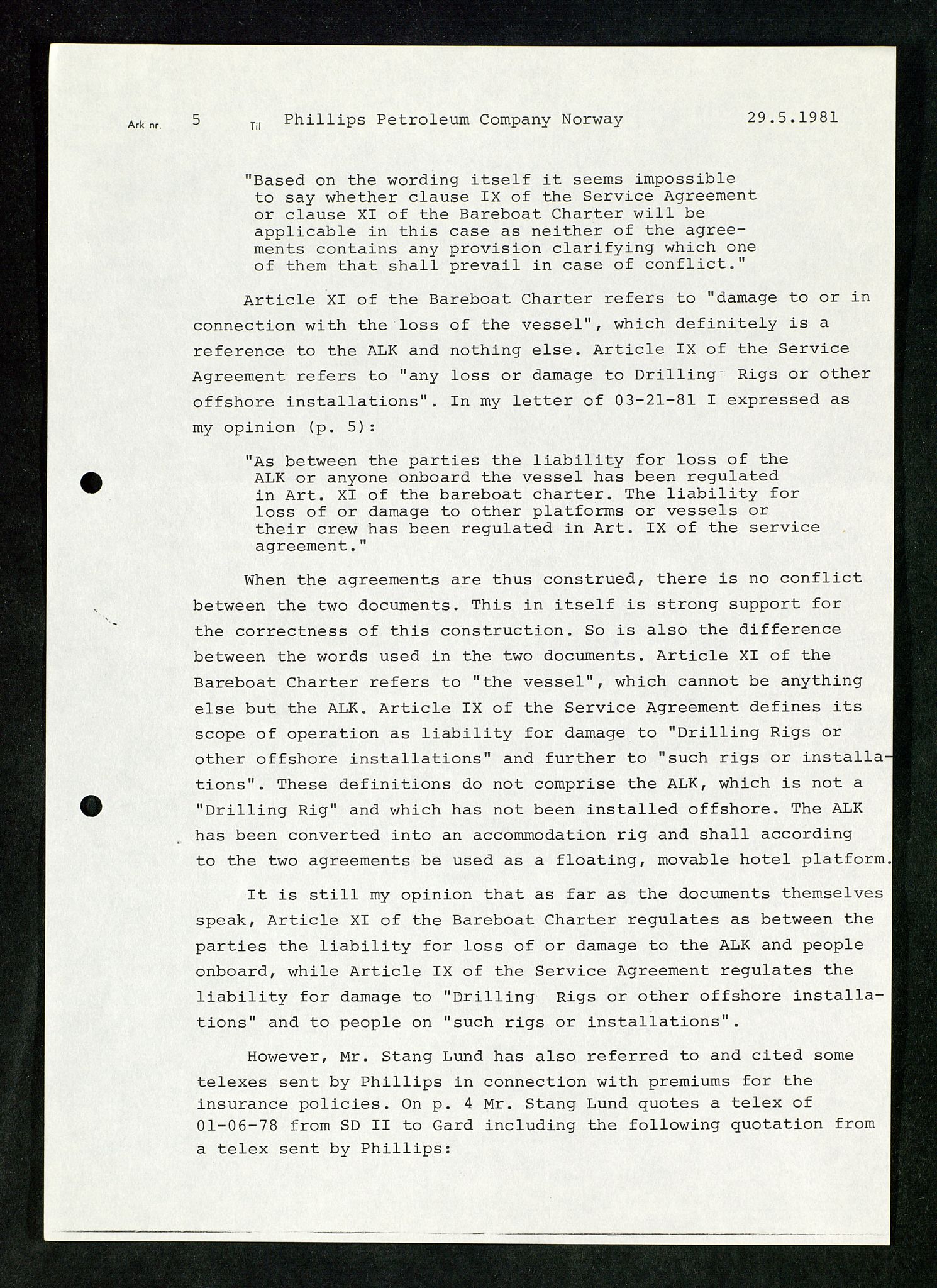 Pa 1503 - Stavanger Drilling AS, AV/SAST-A-101906/Da/L0017: Alexander L. Kielland - Saks- og korrespondansearkiv, 1981-1984, p. 196