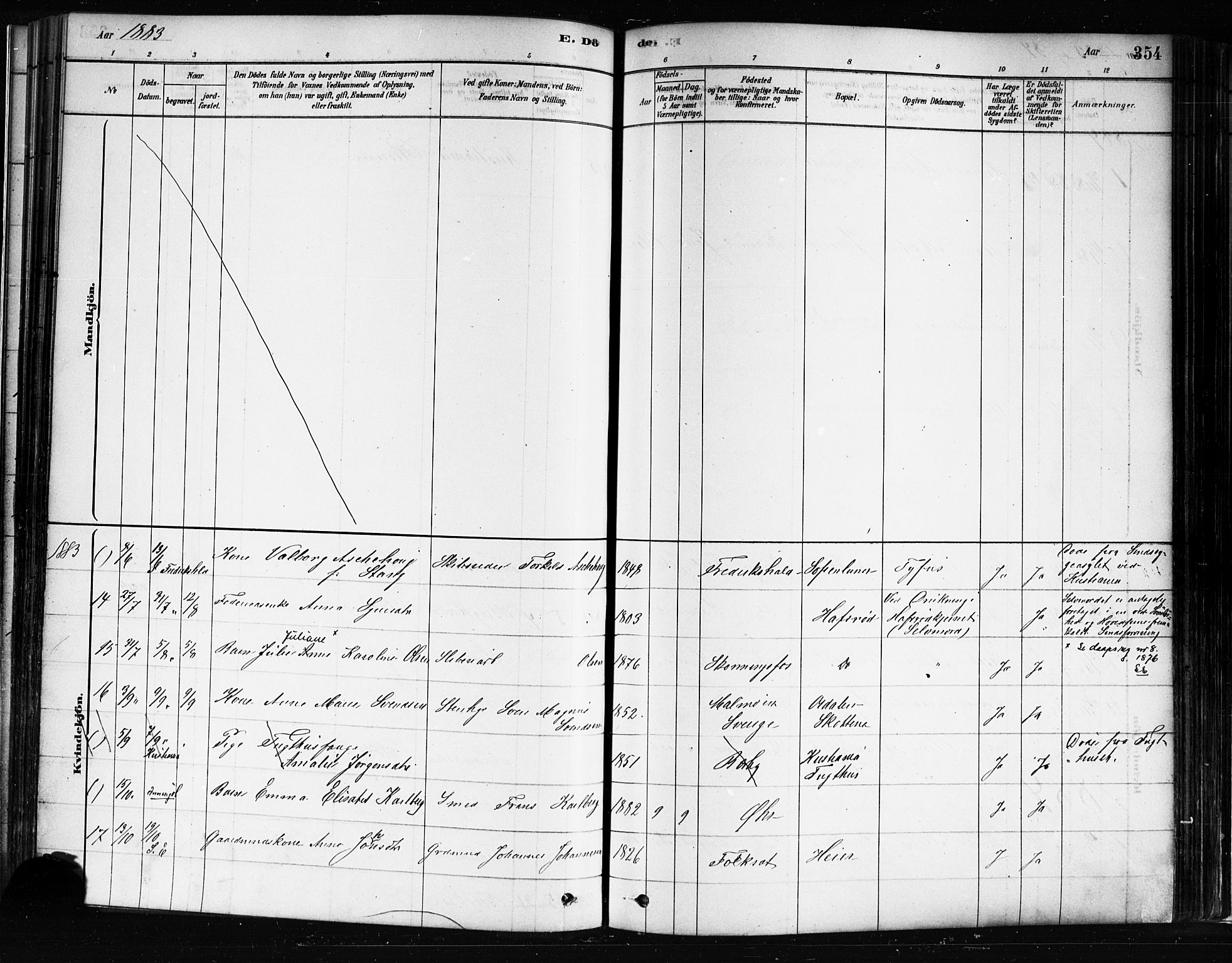 Idd prestekontor Kirkebøker, AV/SAO-A-10911/F/Fc/L0006b: Parish register (official) no. III 6B, 1878-1903, p. 354