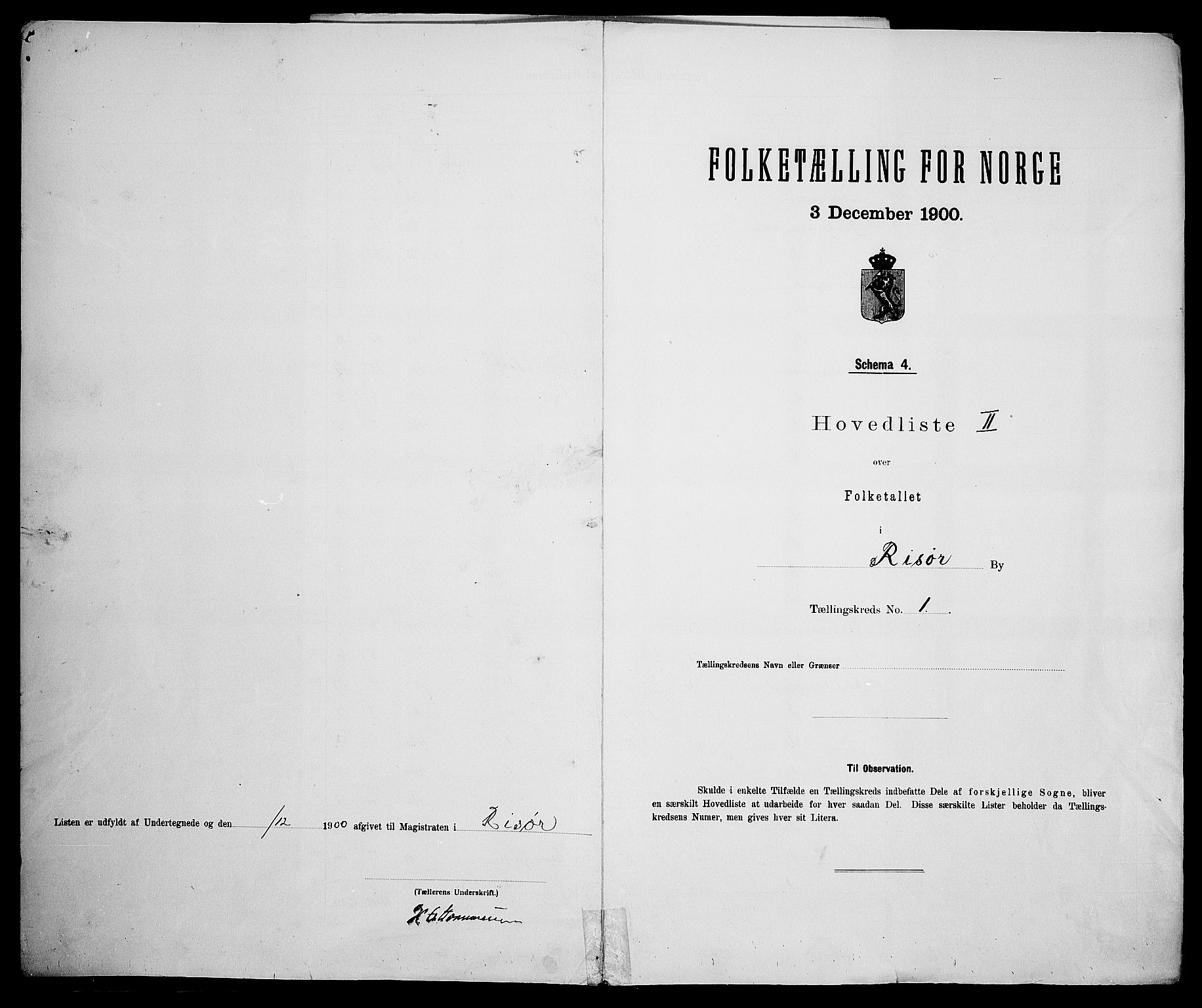 SAK, 1900 census for Risør, 1900, p. 11