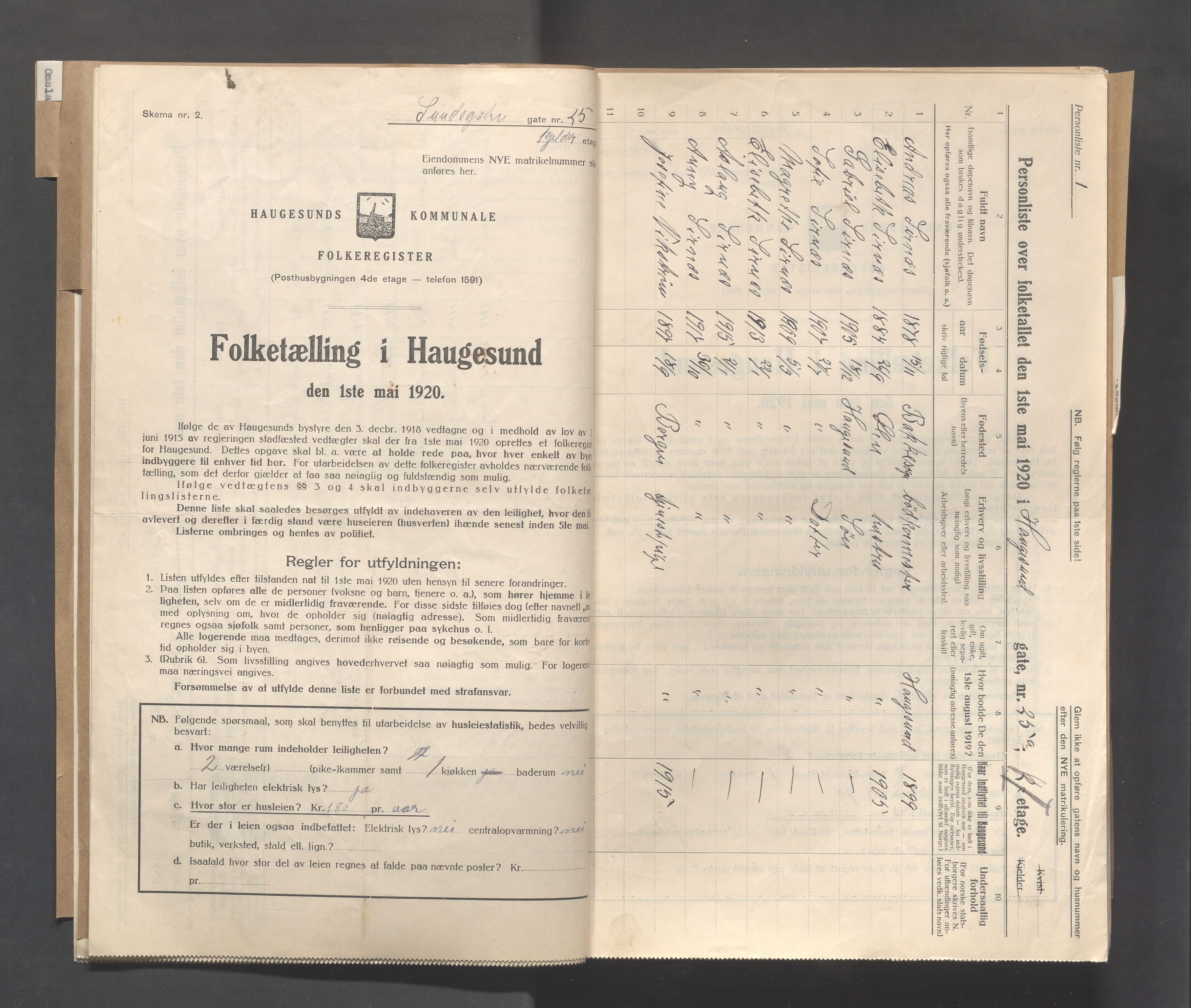 IKAR, Local census 1.5.1920 for Haugesund, 1920, p. 6754