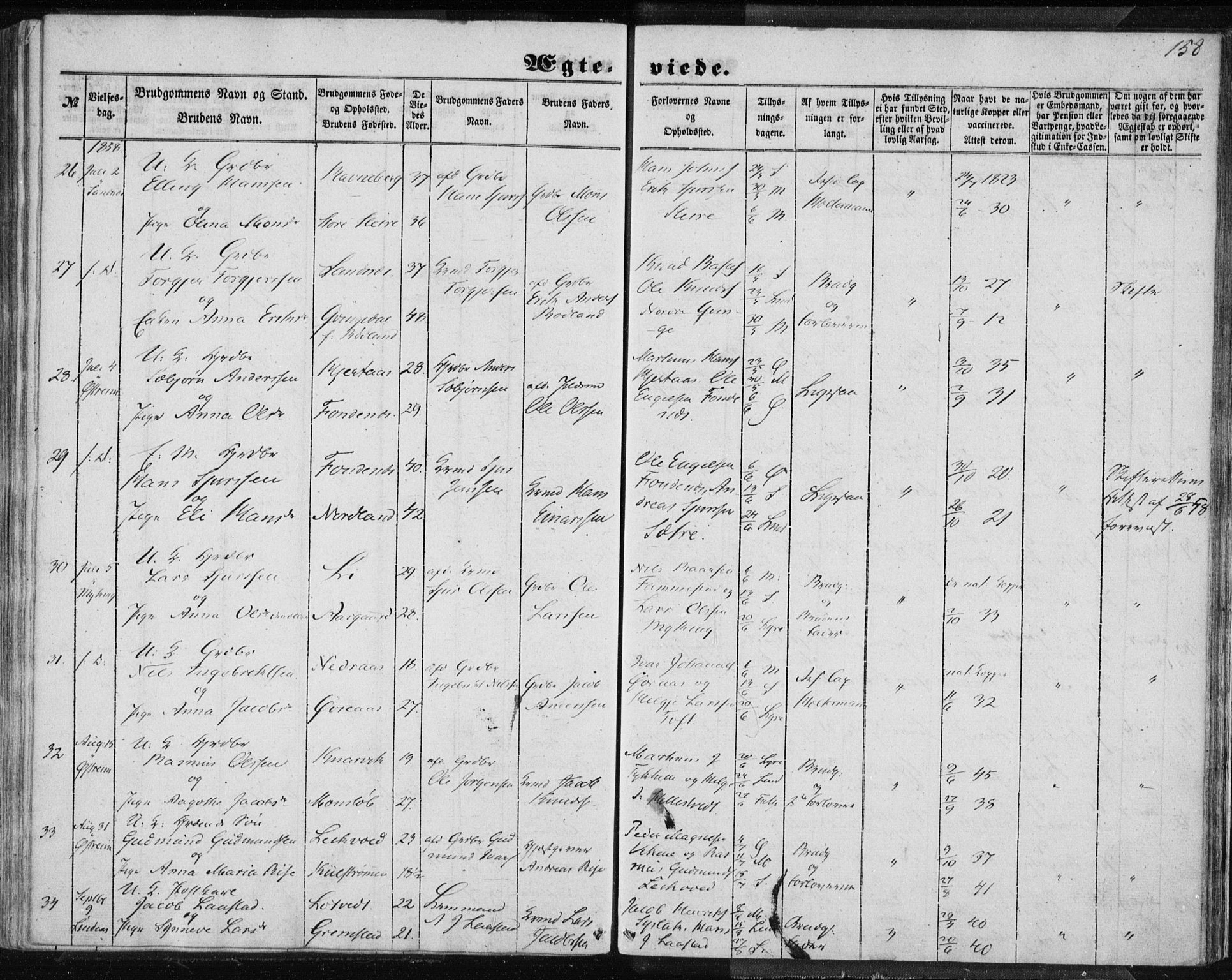 Lindås Sokneprestembete, AV/SAB-A-76701/H/Haa/Haaa/L0013: Parish register (official) no. A 13, 1848-1862, p. 158