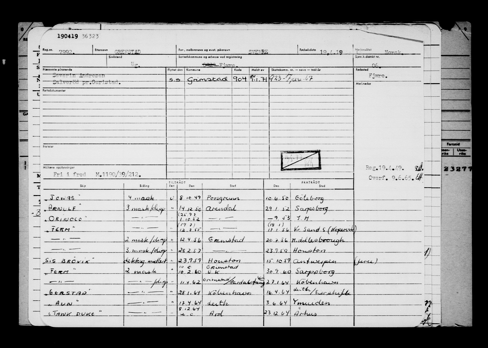 Direktoratet for sjømenn, AV/RA-S-3545/G/Gb/L0168: Hovedkort, 1919, p. 109