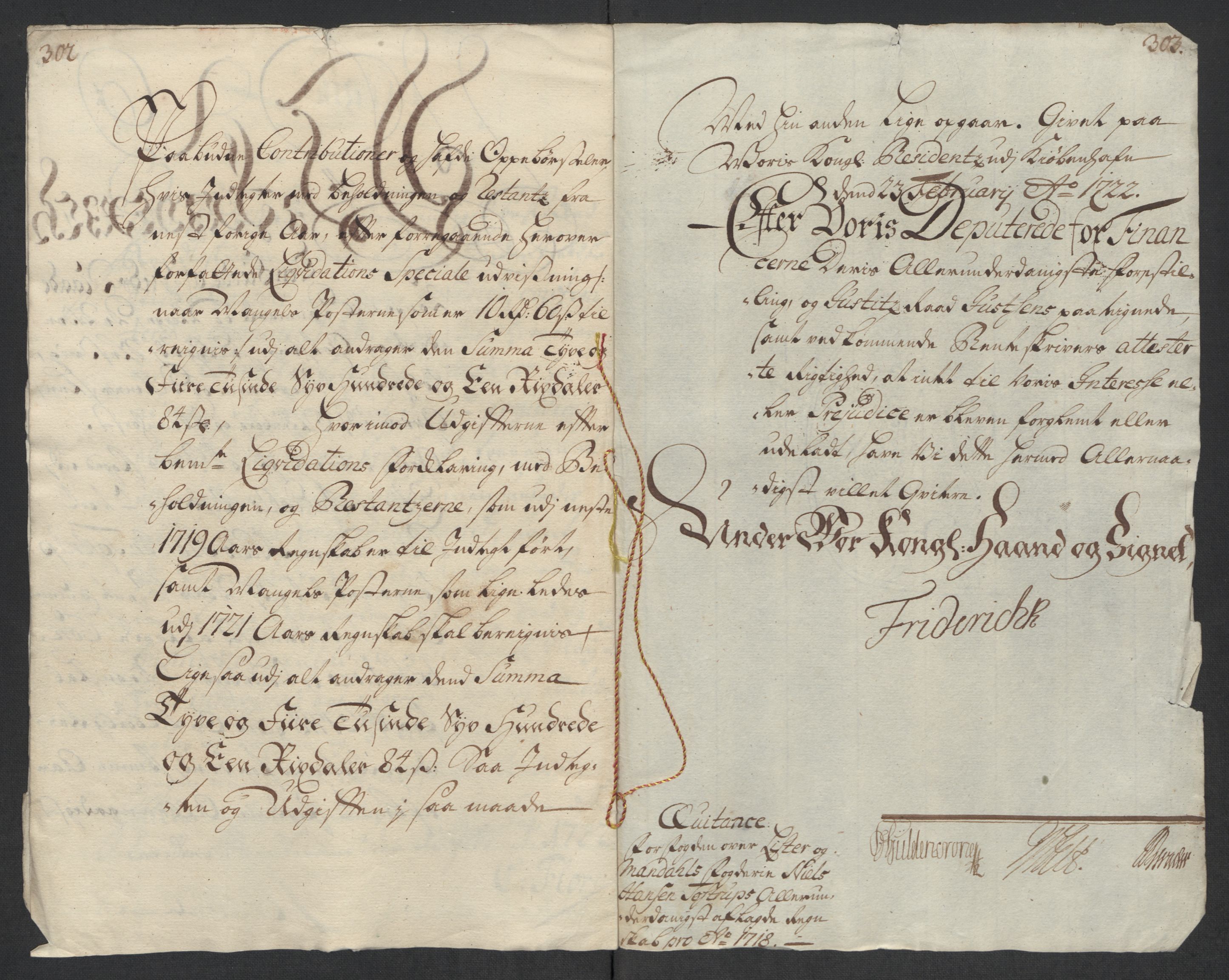 Rentekammeret inntil 1814, Reviderte regnskaper, Fogderegnskap, AV/RA-EA-4092/R43/L2563: Fogderegnskap Lista og Mandal, 1718, p. 24