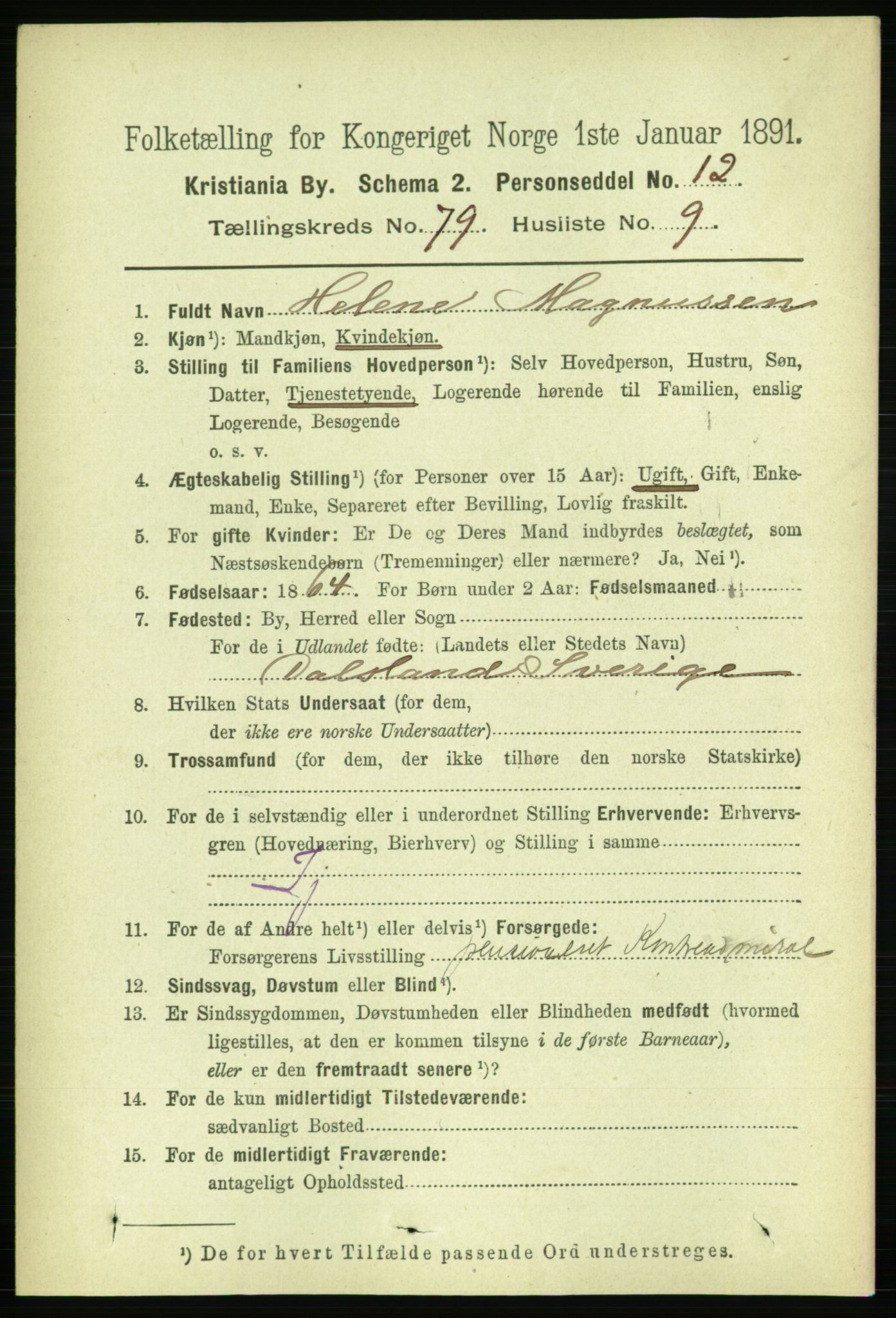 RA, 1891 census for 0301 Kristiania, 1891, p. 41197