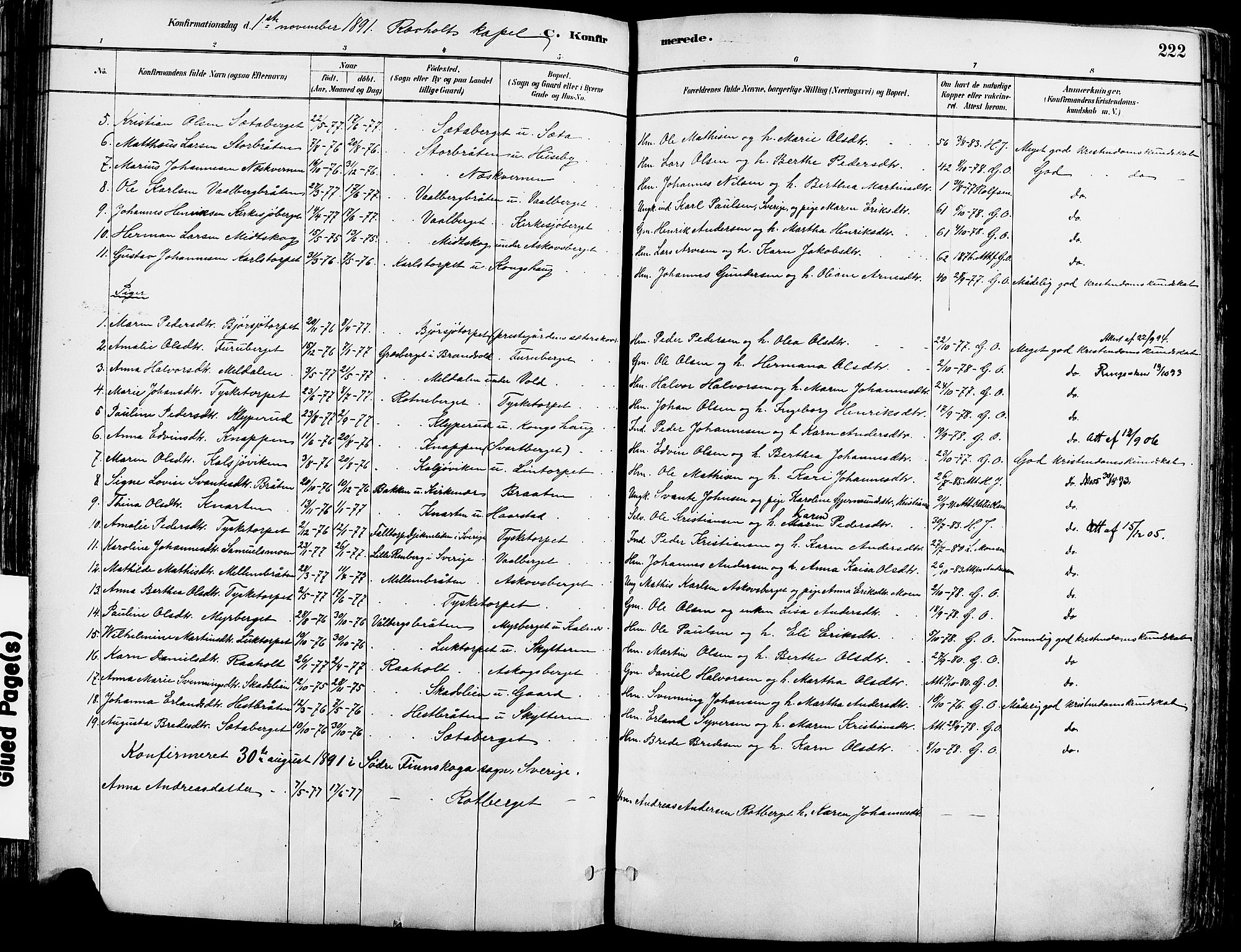 Grue prestekontor, AV/SAH-PREST-036/H/Ha/Haa/L0012: Parish register (official) no. 12, 1881-1897, p. 222