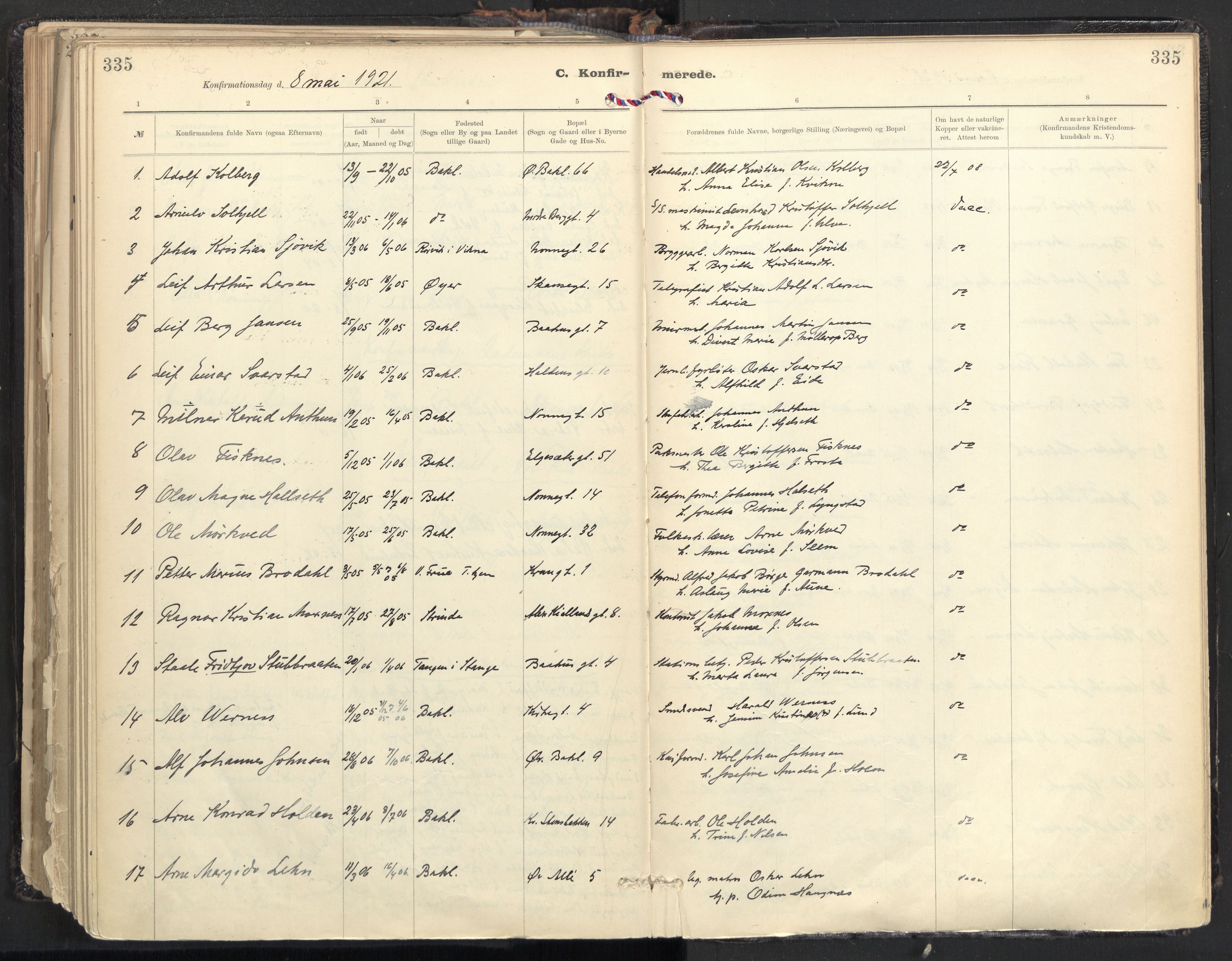 Ministerialprotokoller, klokkerbøker og fødselsregistre - Sør-Trøndelag, AV/SAT-A-1456/604/L0205: Parish register (official) no. 604A25, 1917-1932, p. 335