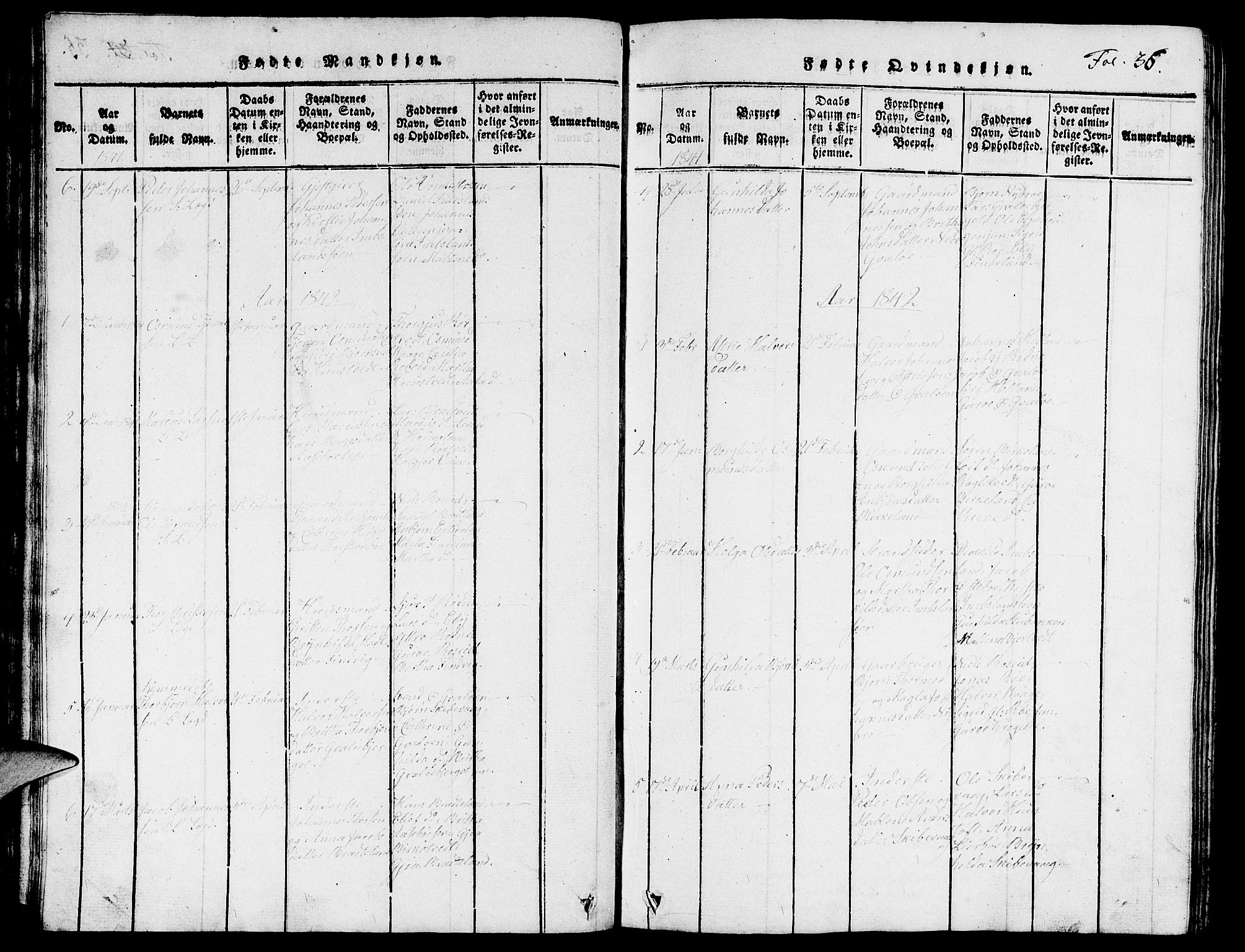 Vikedal sokneprestkontor, SAST/A-101840/01/V: Parish register (copy) no. B 3, 1816-1867, p. 36