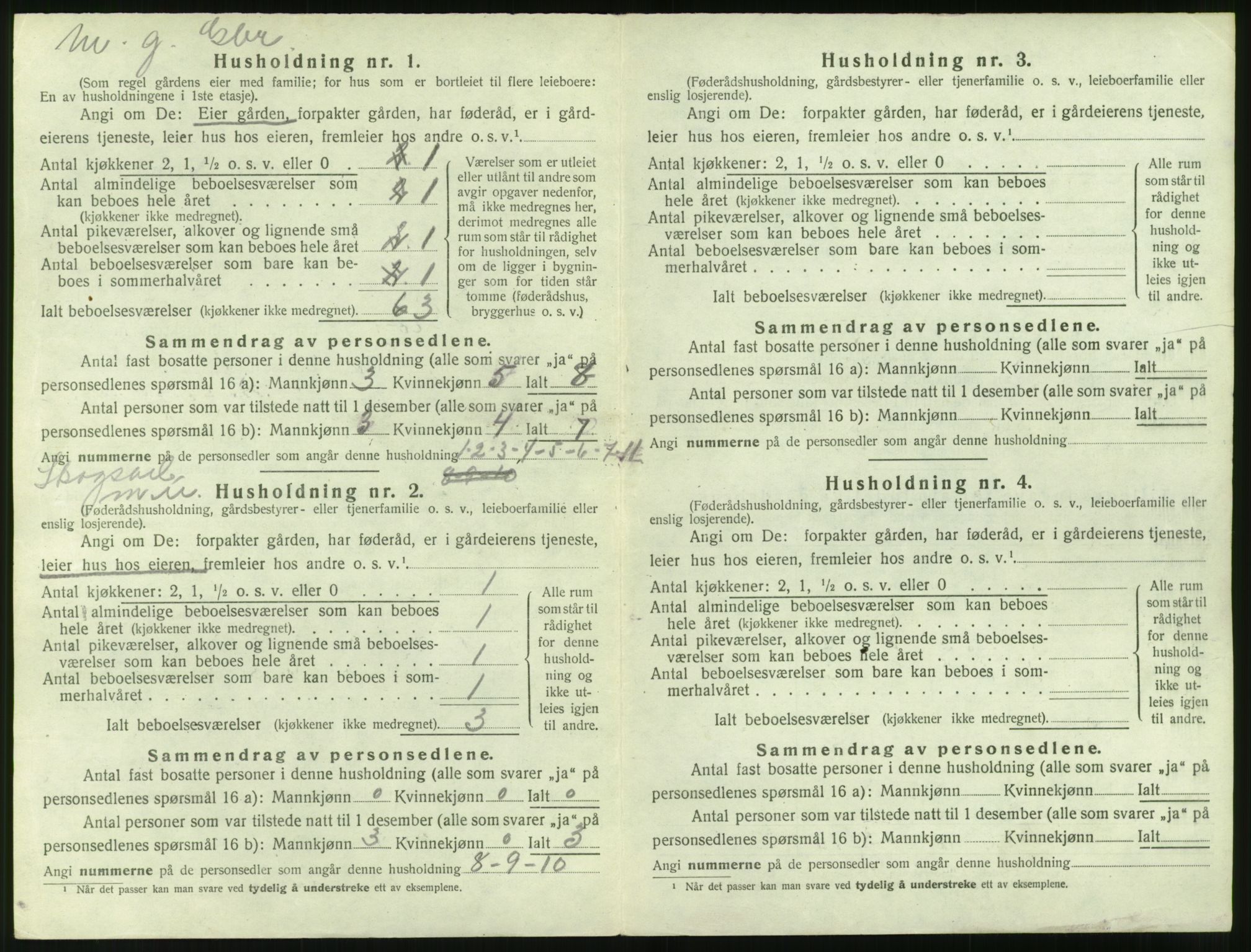 SAT, 1920 census for Veøy, 1920, p. 660