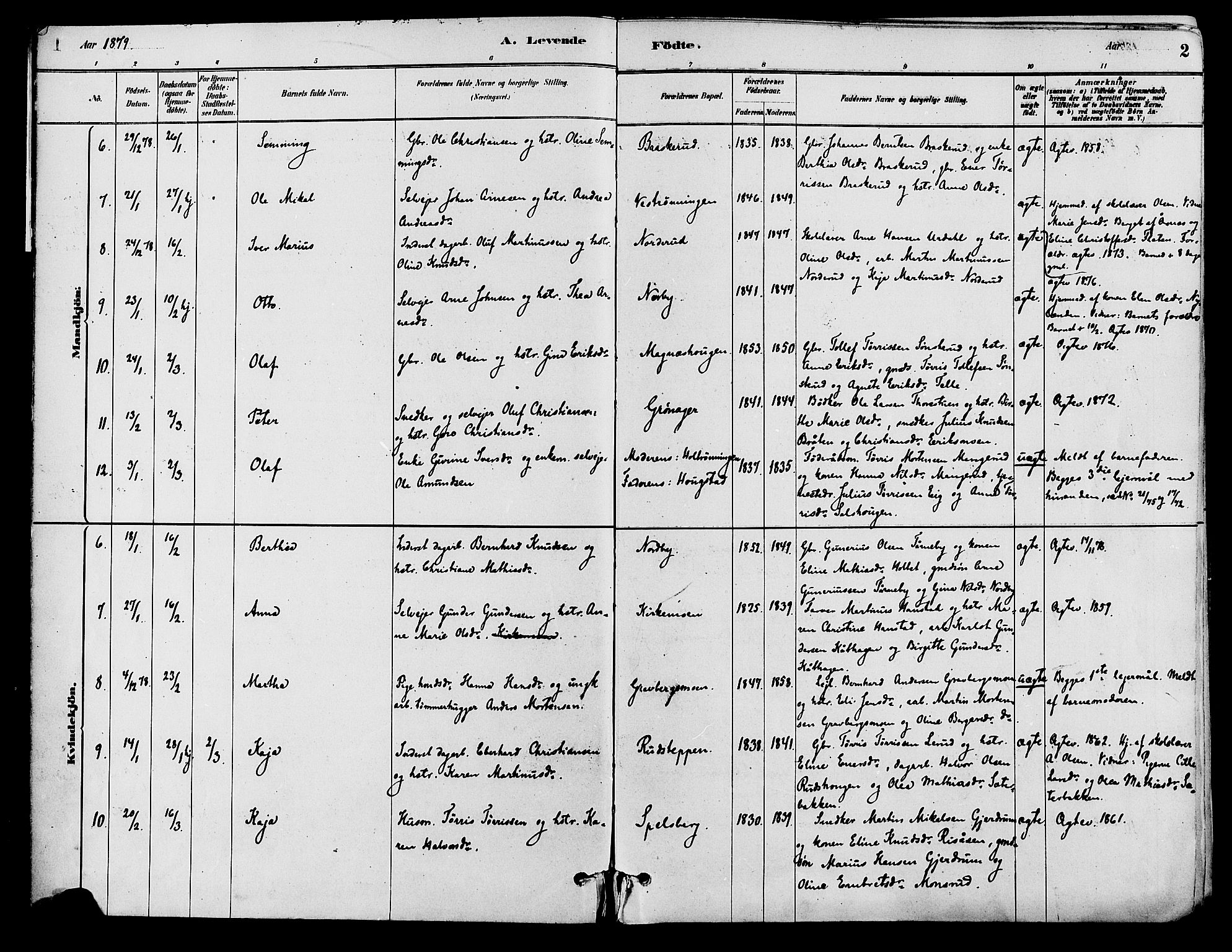 Våler prestekontor, Hedmark, AV/SAH-PREST-040/H/Ha/Haa/L0002: Parish register (official) no. 3, 1879-1911, p. 2