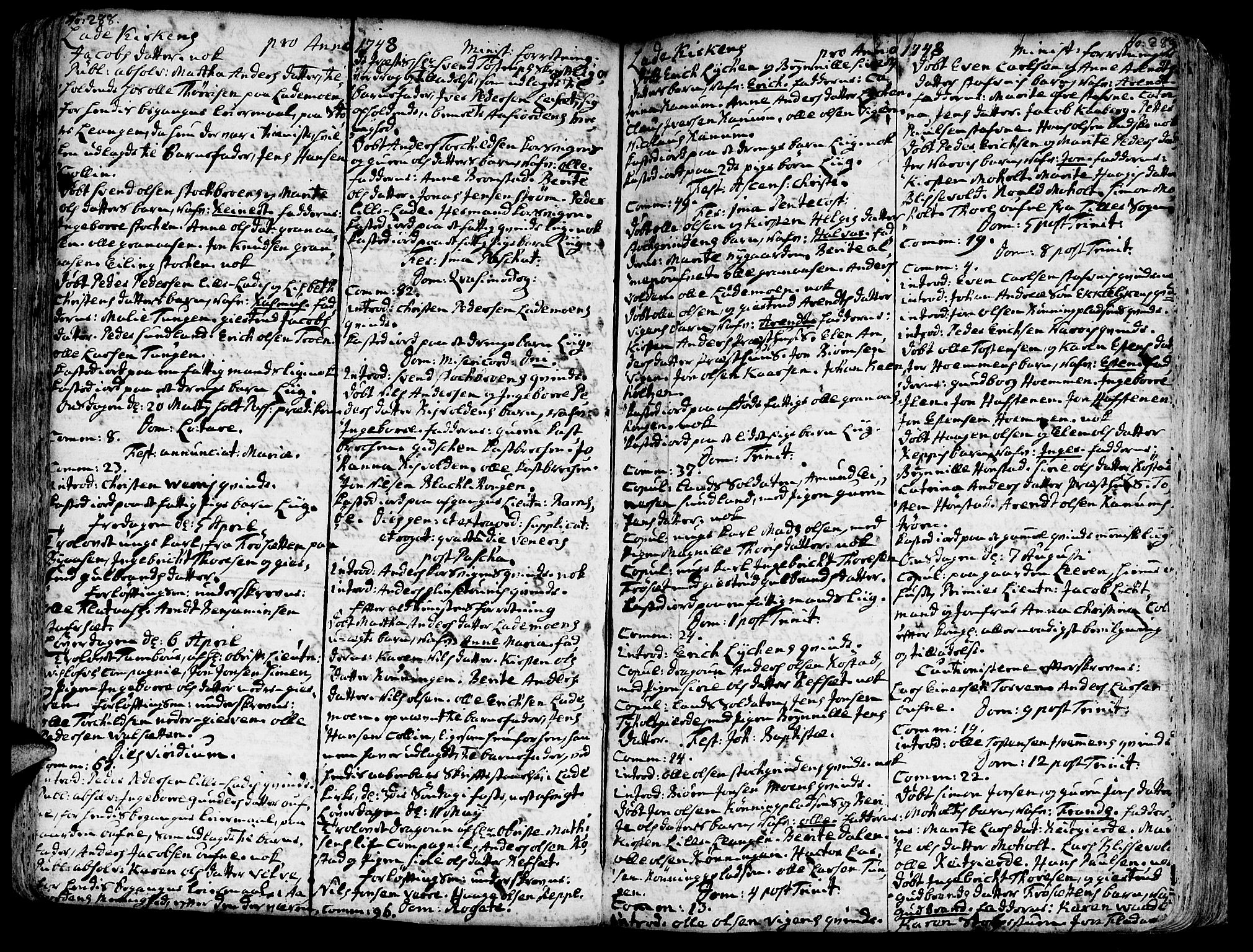Ministerialprotokoller, klokkerbøker og fødselsregistre - Sør-Trøndelag, SAT/A-1456/606/L0275: Parish register (official) no. 606A01 /1, 1727-1780, p. 288-289