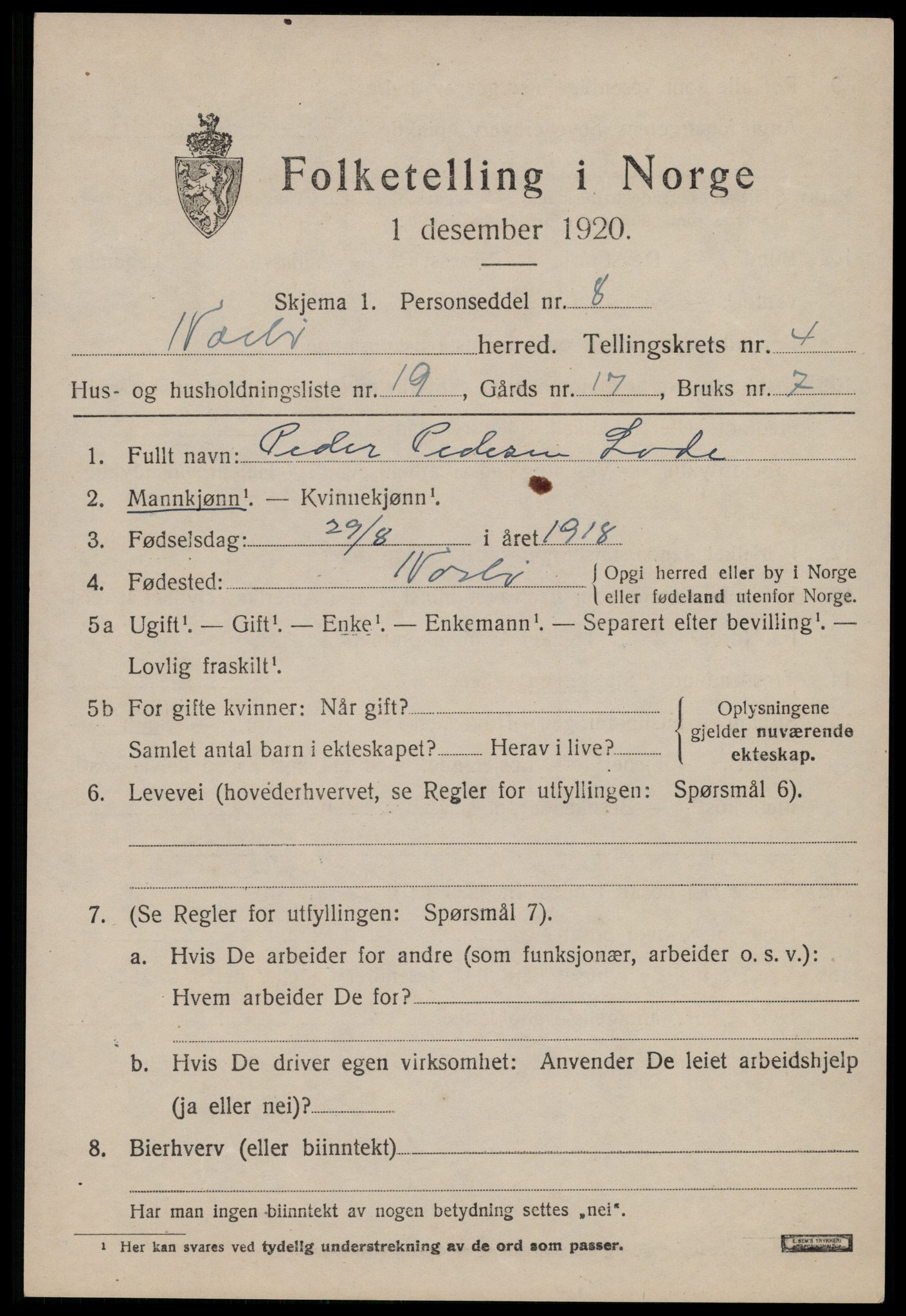 SAST, 1920 census for Nærbø, 1920, p. 2891