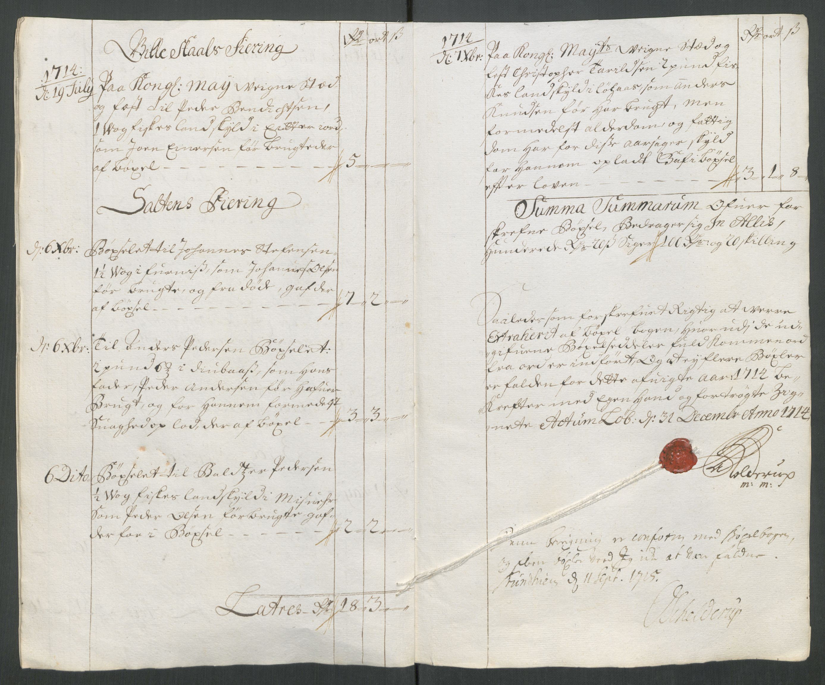 Rentekammeret inntil 1814, Reviderte regnskaper, Fogderegnskap, RA/EA-4092/R66/L4584: Fogderegnskap Salten, 1714, p. 233