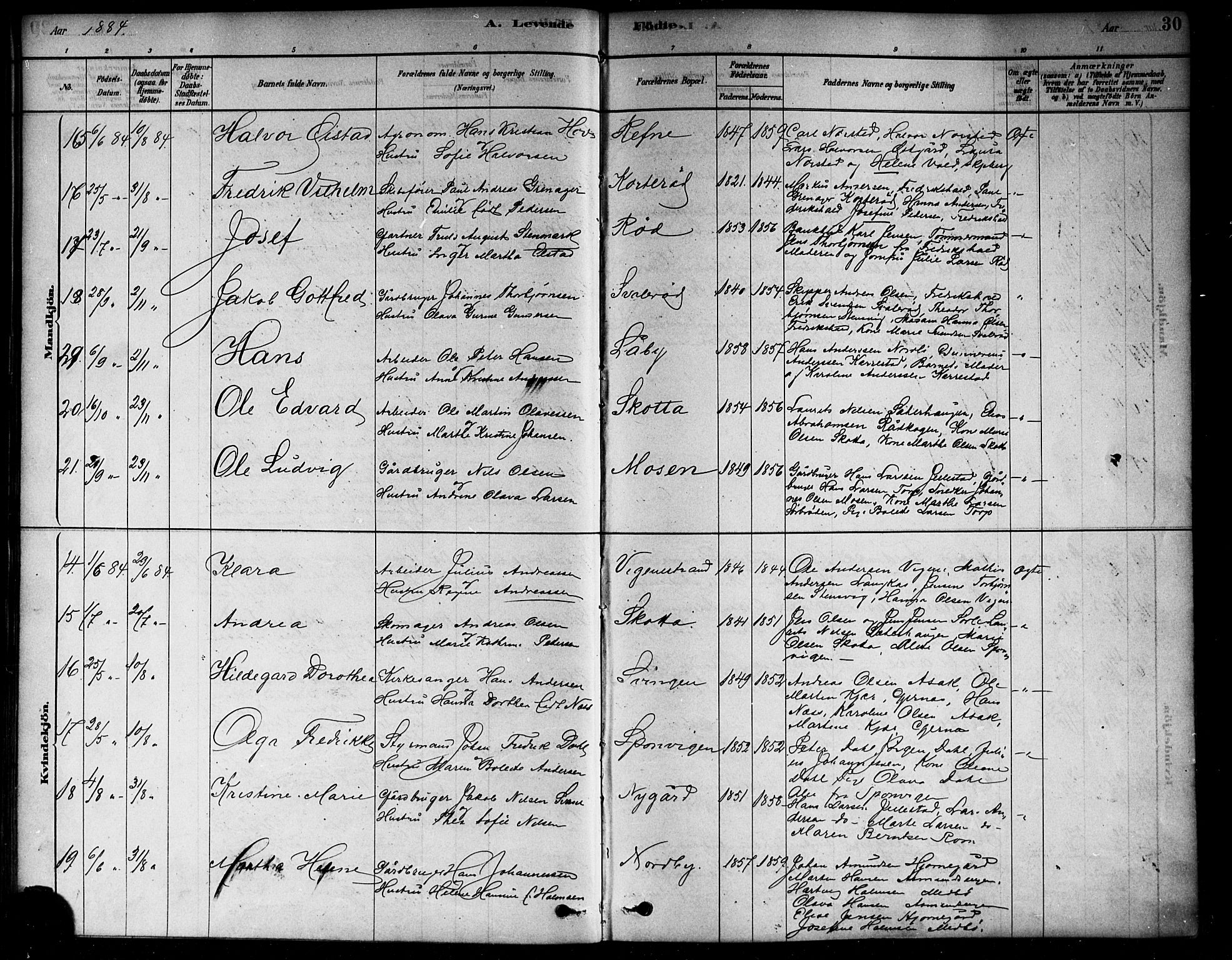 Berg prestekontor Kirkebøker, AV/SAO-A-10902/F/Fa/L0006: Parish register (official) no. I 6, 1878-1887, p. 30