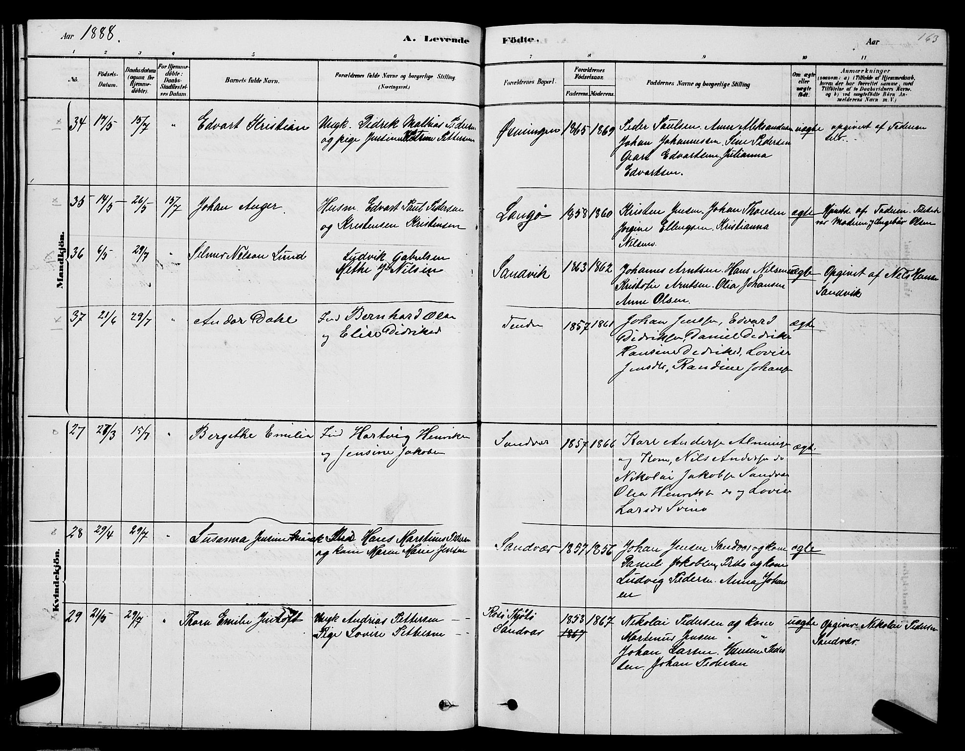 Ministerialprotokoller, klokkerbøker og fødselsregistre - Nordland, SAT/A-1459/834/L0513: Parish register (copy) no. 834C04, 1877-1892, p. 163