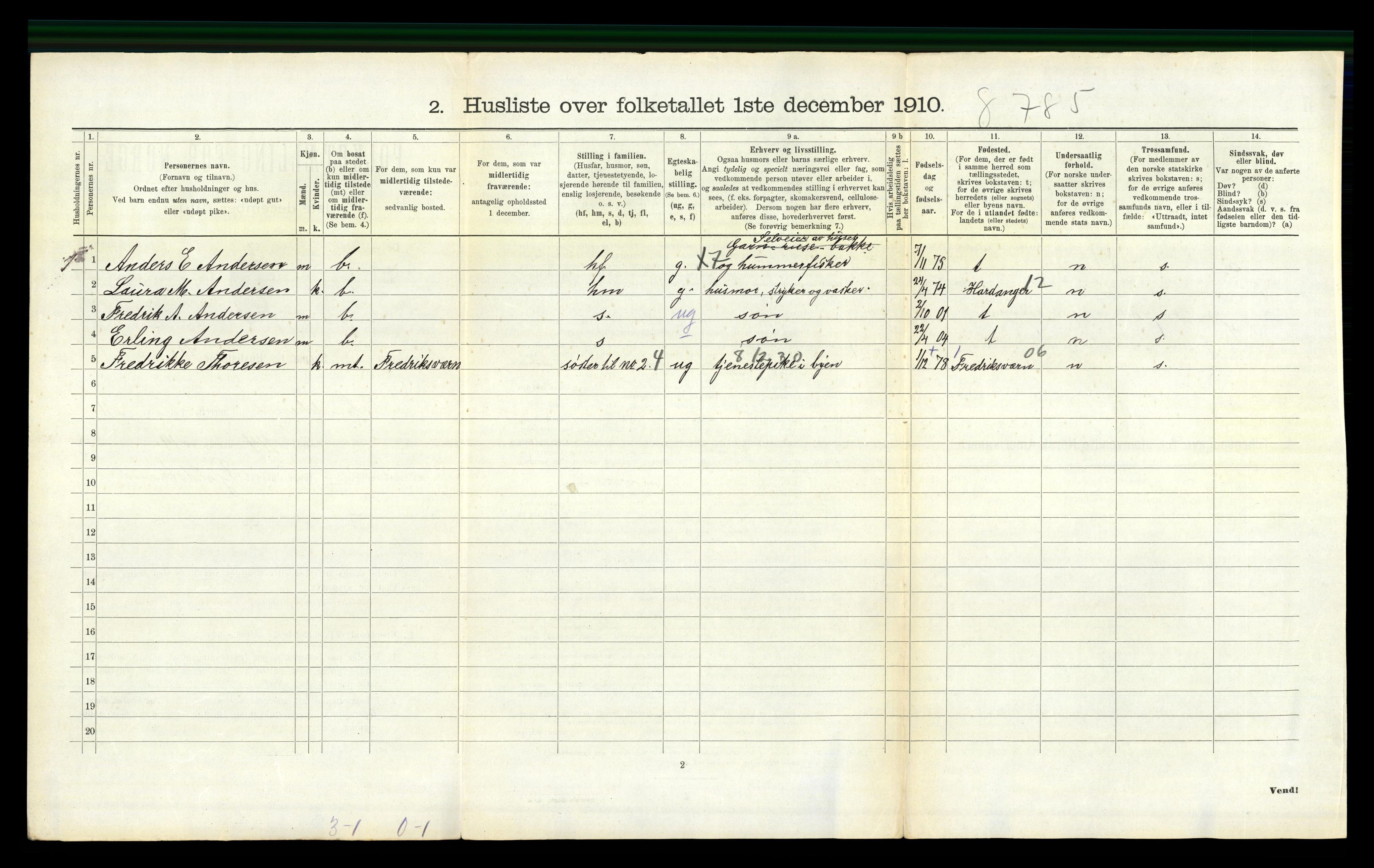 RA, 1910 census for Sandeherred, 1910, p. 2444