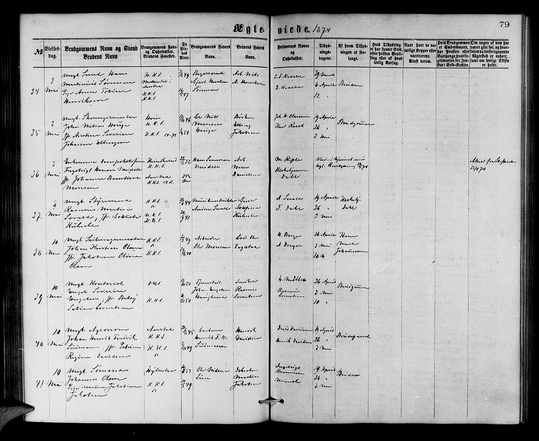 Korskirken sokneprestembete, AV/SAB-A-76101/H/Hab: Parish register (copy) no. D 2, 1867-1886, p. 79