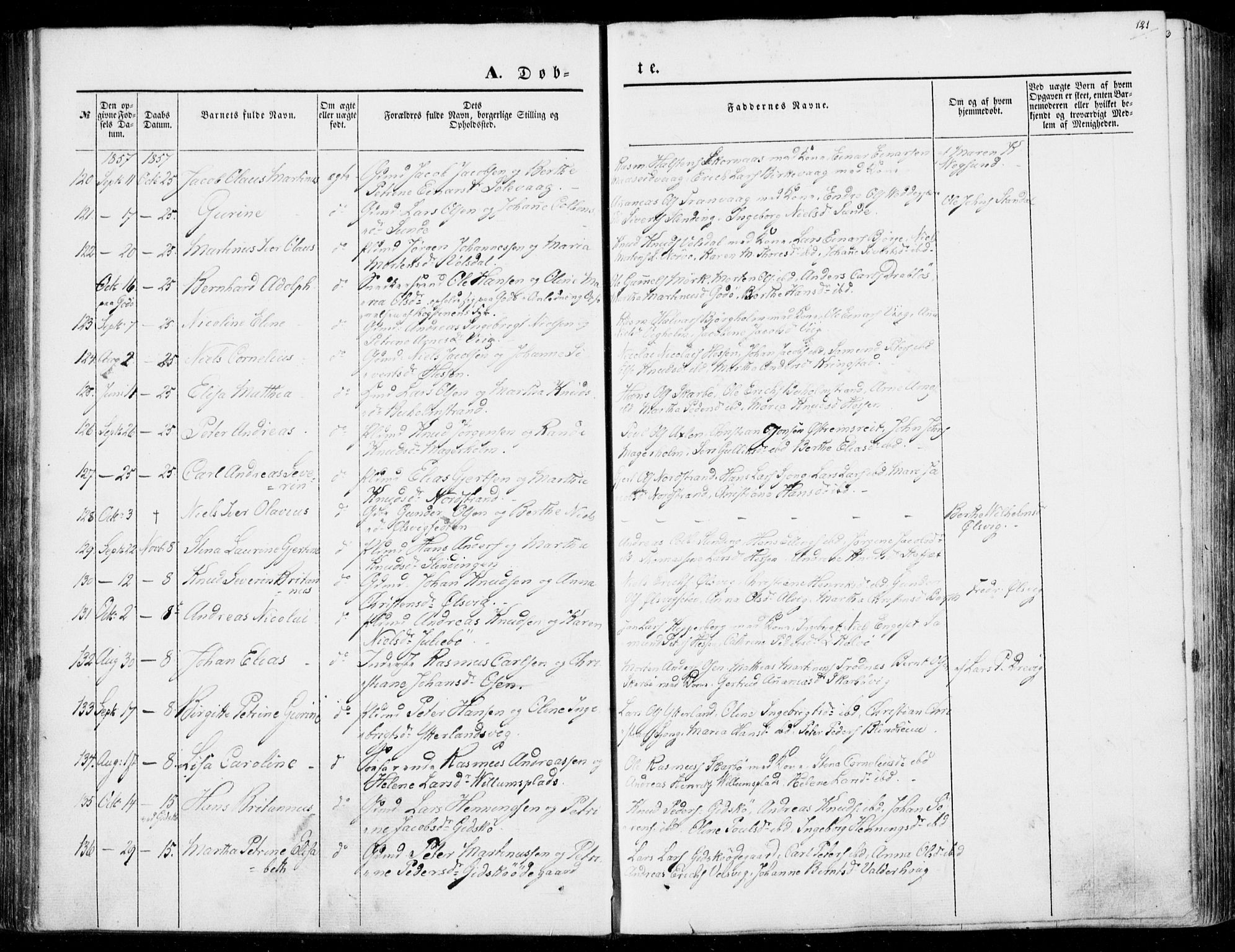 Ministerialprotokoller, klokkerbøker og fødselsregistre - Møre og Romsdal, AV/SAT-A-1454/528/L0397: Parish register (official) no. 528A08, 1848-1858, p. 121