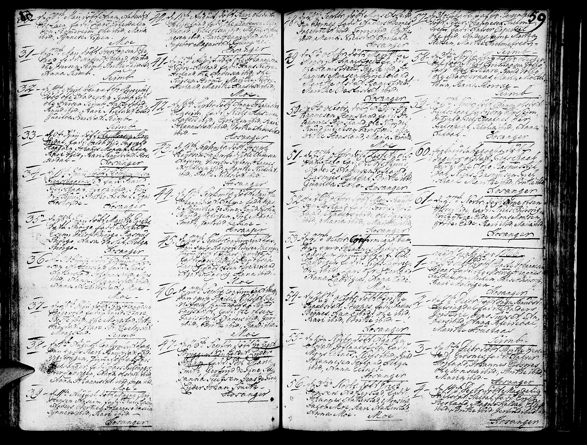 Hosanger sokneprestembete, AV/SAB-A-75801/H/Haa: Parish register (official) no. A 1 /1, 1750-1766, p. 59