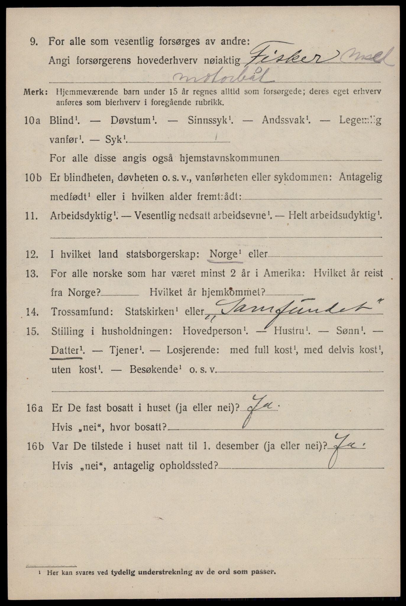 SAST, 1920 census for Eigersund, 1920, p. 2306