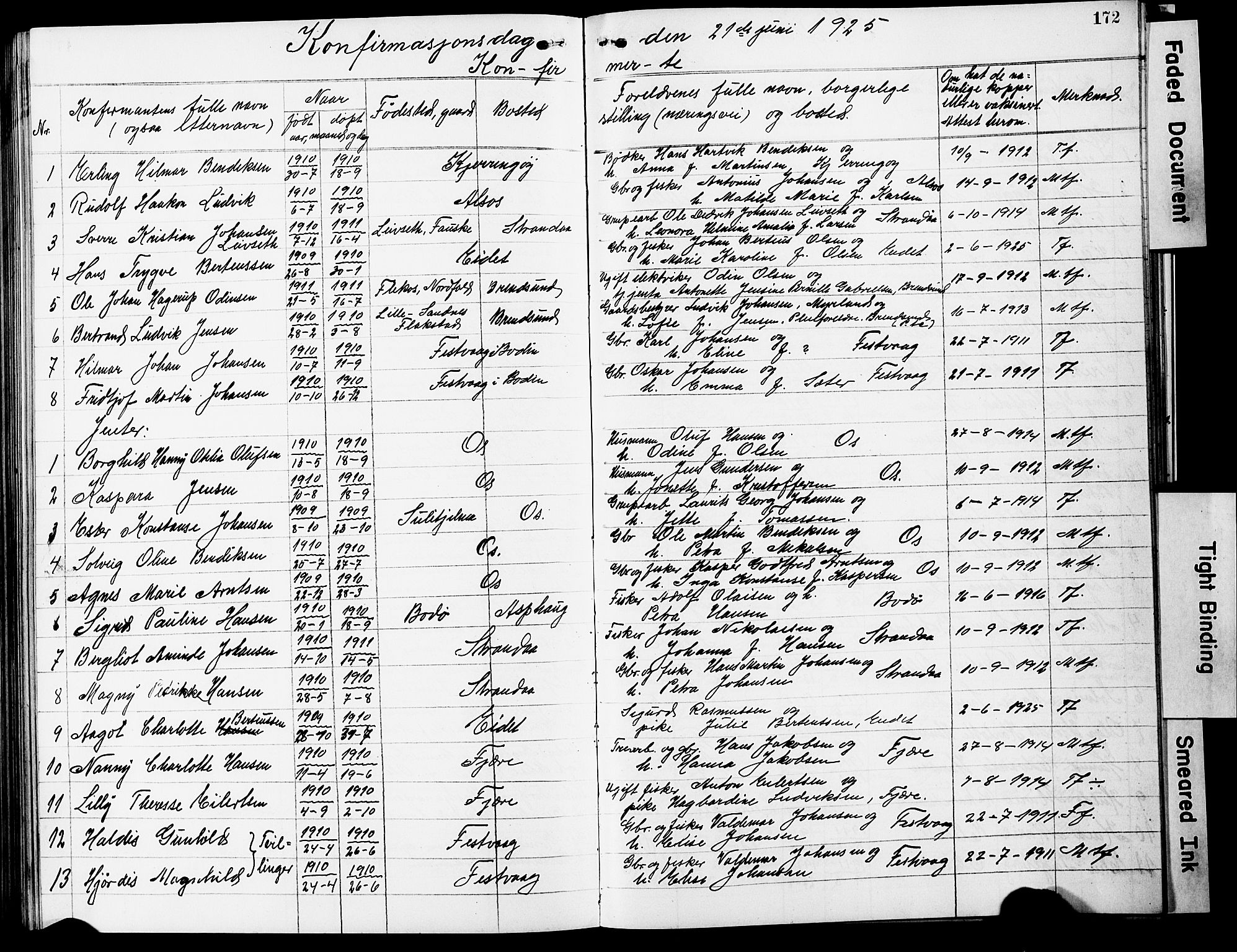 Ministerialprotokoller, klokkerbøker og fødselsregistre - Nordland, SAT/A-1459/803/L0077: Parish register (copy) no. 803C04, 1897-1930, p. 172