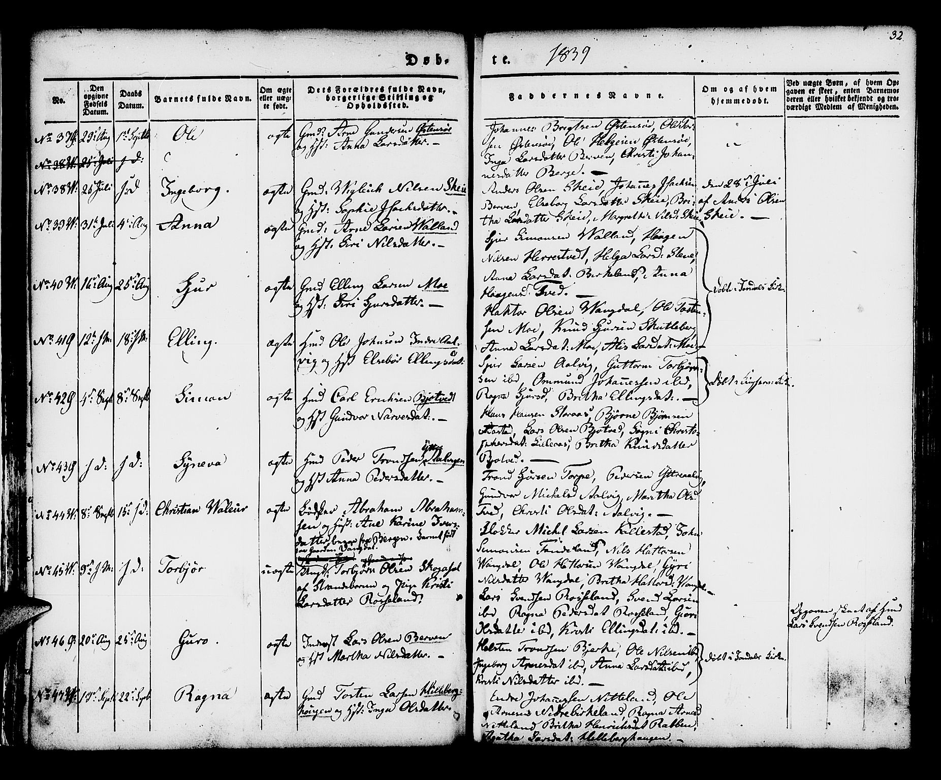 Kvam sokneprestembete, SAB/A-76201/H/Haa: Parish register (official) no. A 7, 1832-1843, p. 32
