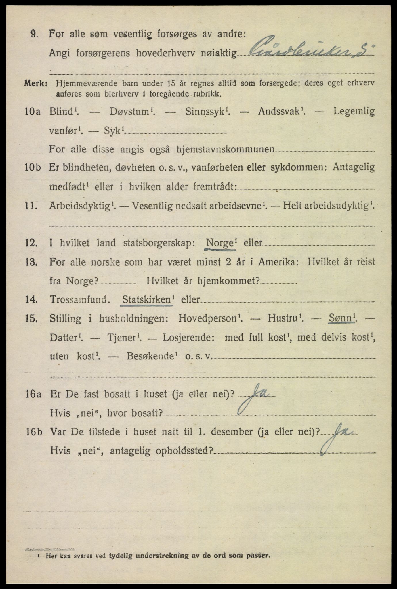 SAH, 1920 census for Nord-Fron, 1920, p. 9395