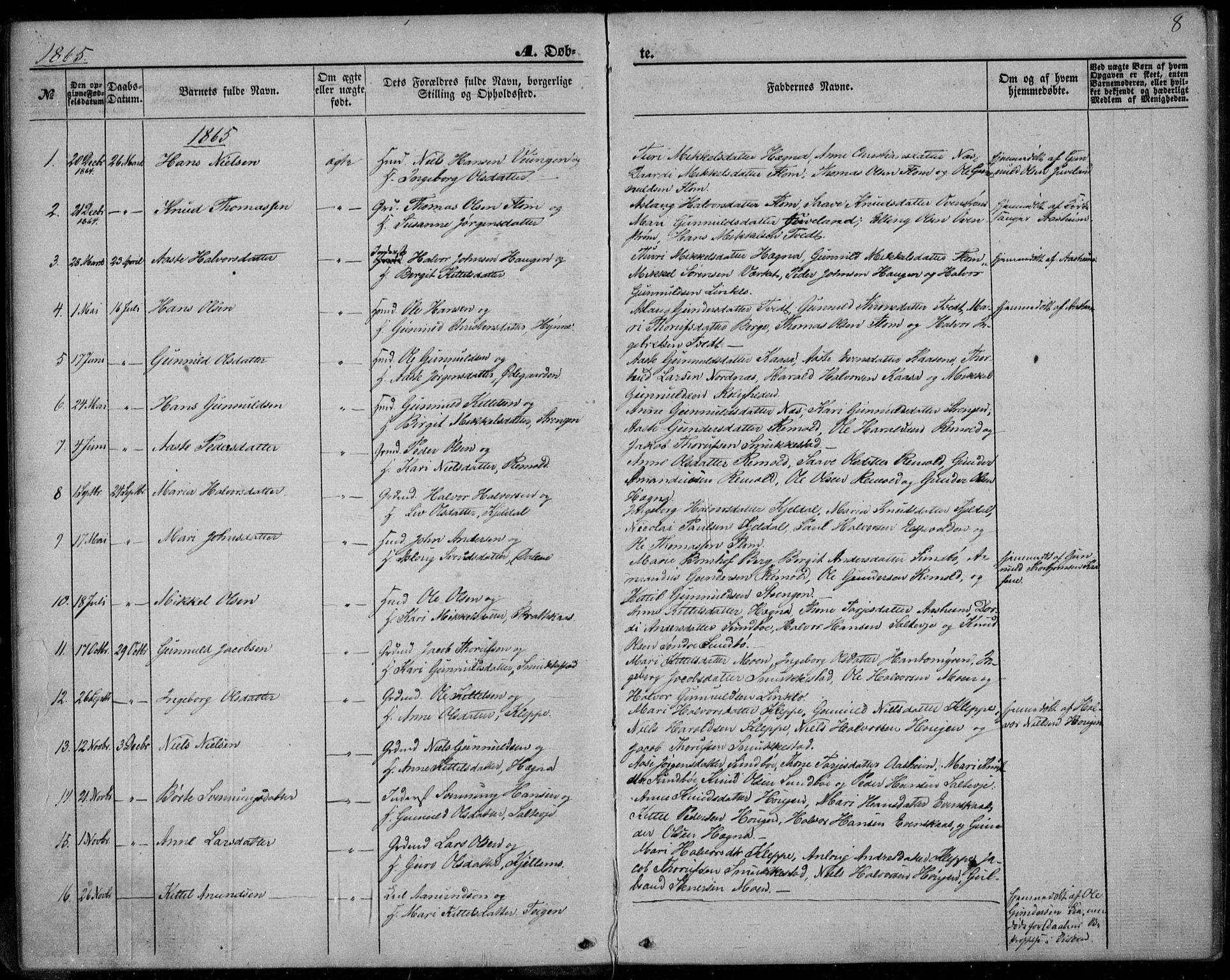 Lunde kirkebøker, SAKO/A-282/F/Fb/L0002: Parish register (official) no. II 2, 1861-1881, p. 8