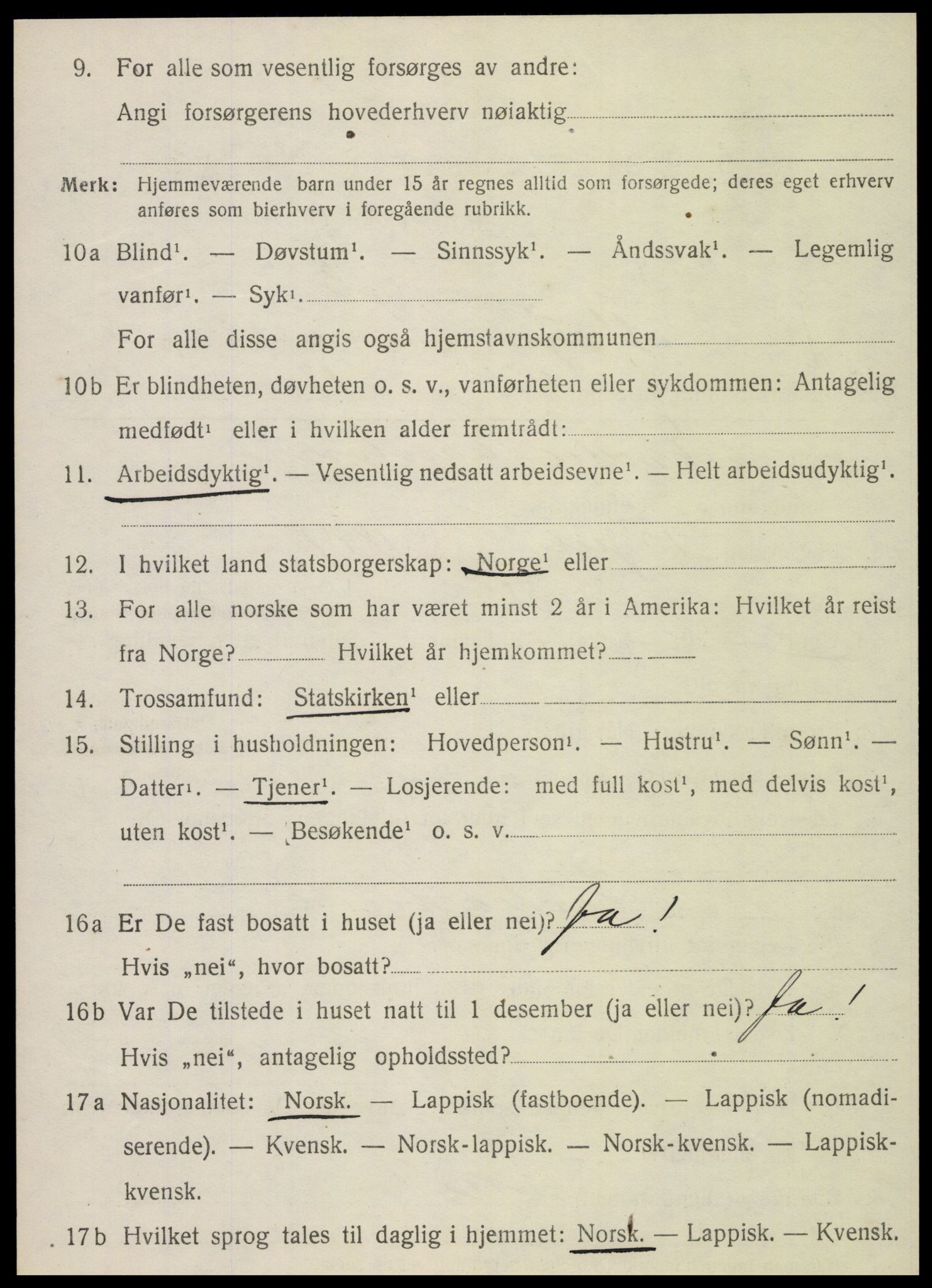 SAT, 1920 census for Vega, 1920, p. 2952