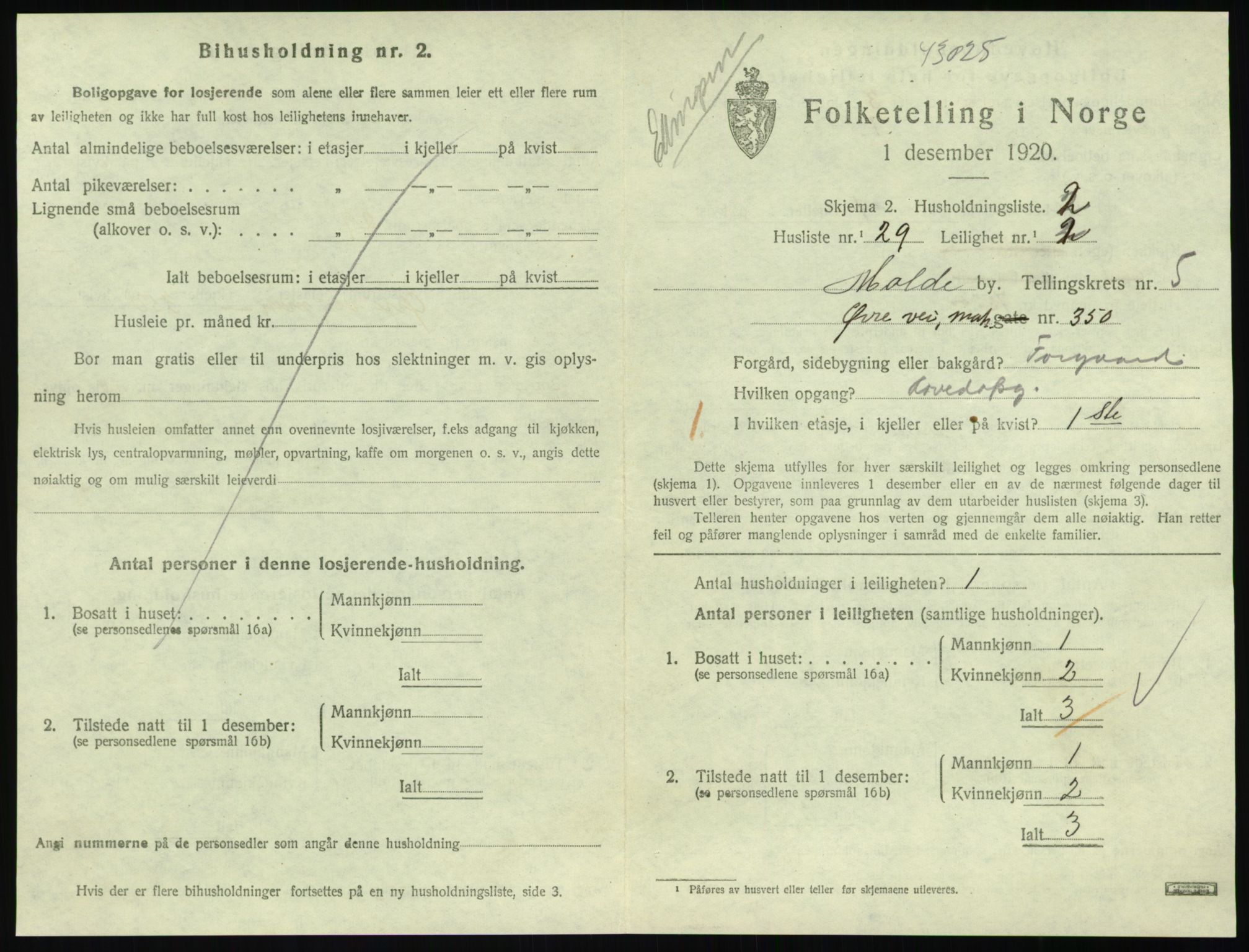 SAT, 1920 census for Molde, 1920, p. 1877