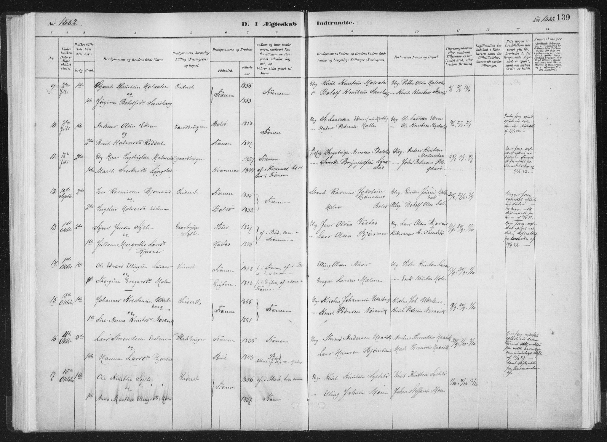 Ministerialprotokoller, klokkerbøker og fødselsregistre - Møre og Romsdal, AV/SAT-A-1454/564/L0740: Parish register (official) no. 564A01, 1880-1899, p. 139