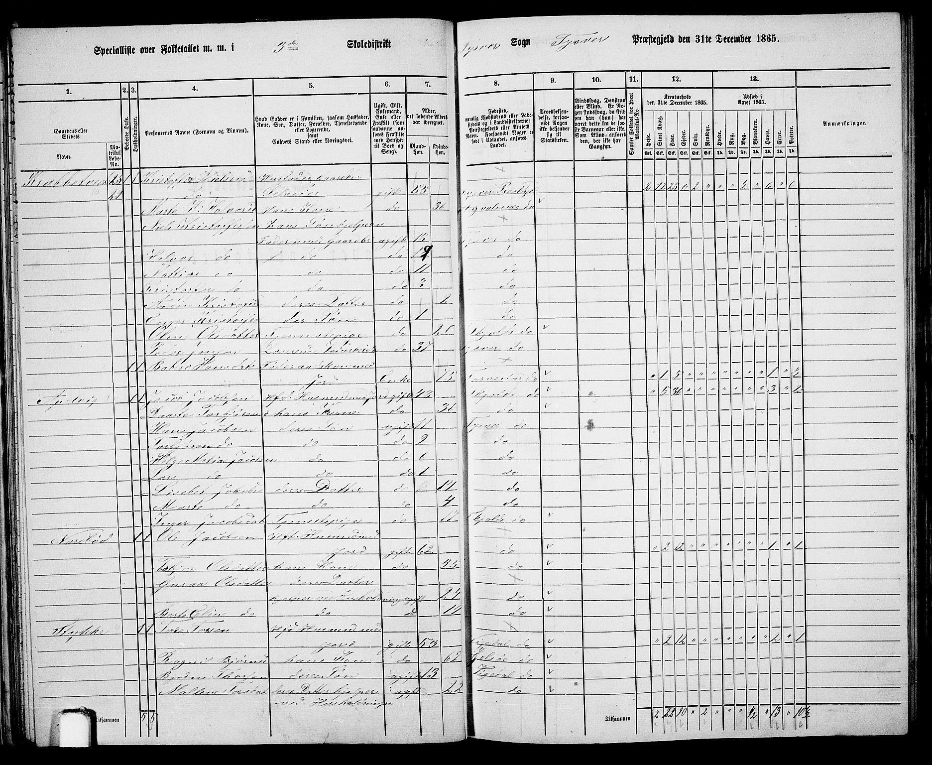 RA, 1865 census for Tysvær, 1865, p. 36