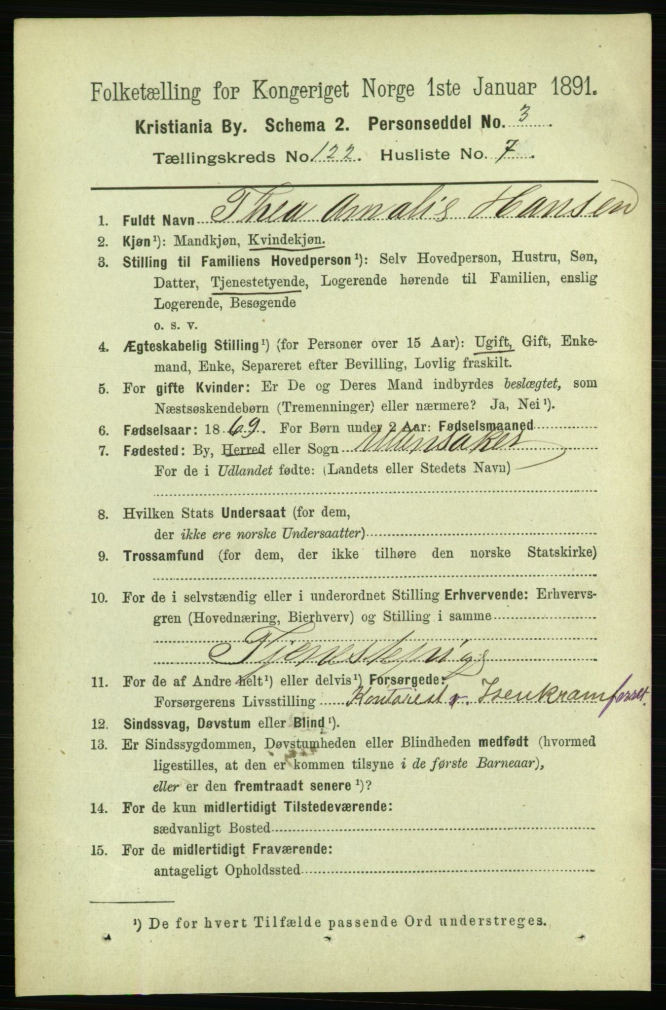 RA, 1891 census for 0301 Kristiania, 1891, p. 64896