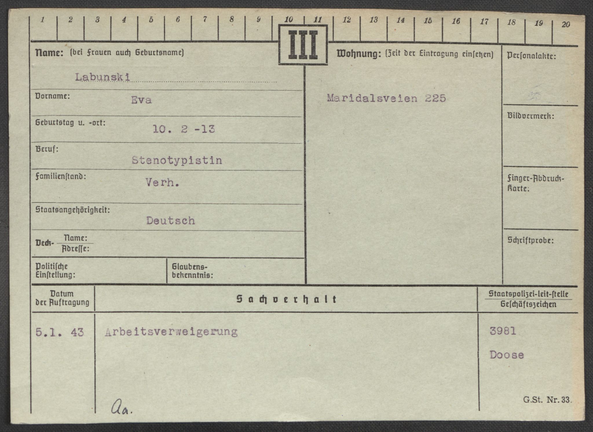 Befehlshaber der Sicherheitspolizei und des SD, RA/RAFA-5969/E/Ea/Eaa/L0006: Register over norske fanger i Møllergata 19: Kj-Lund, 1940-1945, p. 612